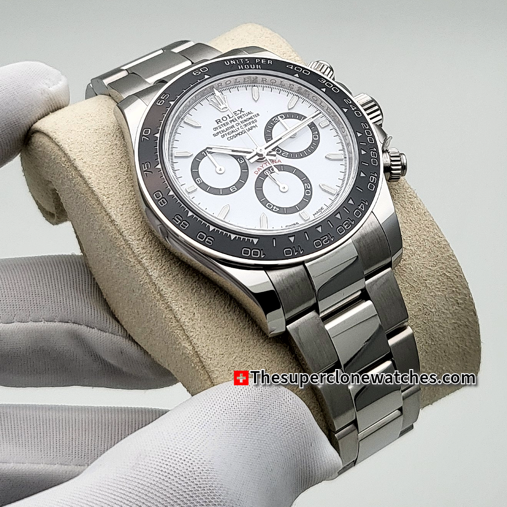 Rolex Cosmograph Daytona Panda White Dial Exact 1:1 Super Clone 4131 Swiss Movement Replica Watch Ref-126500LN