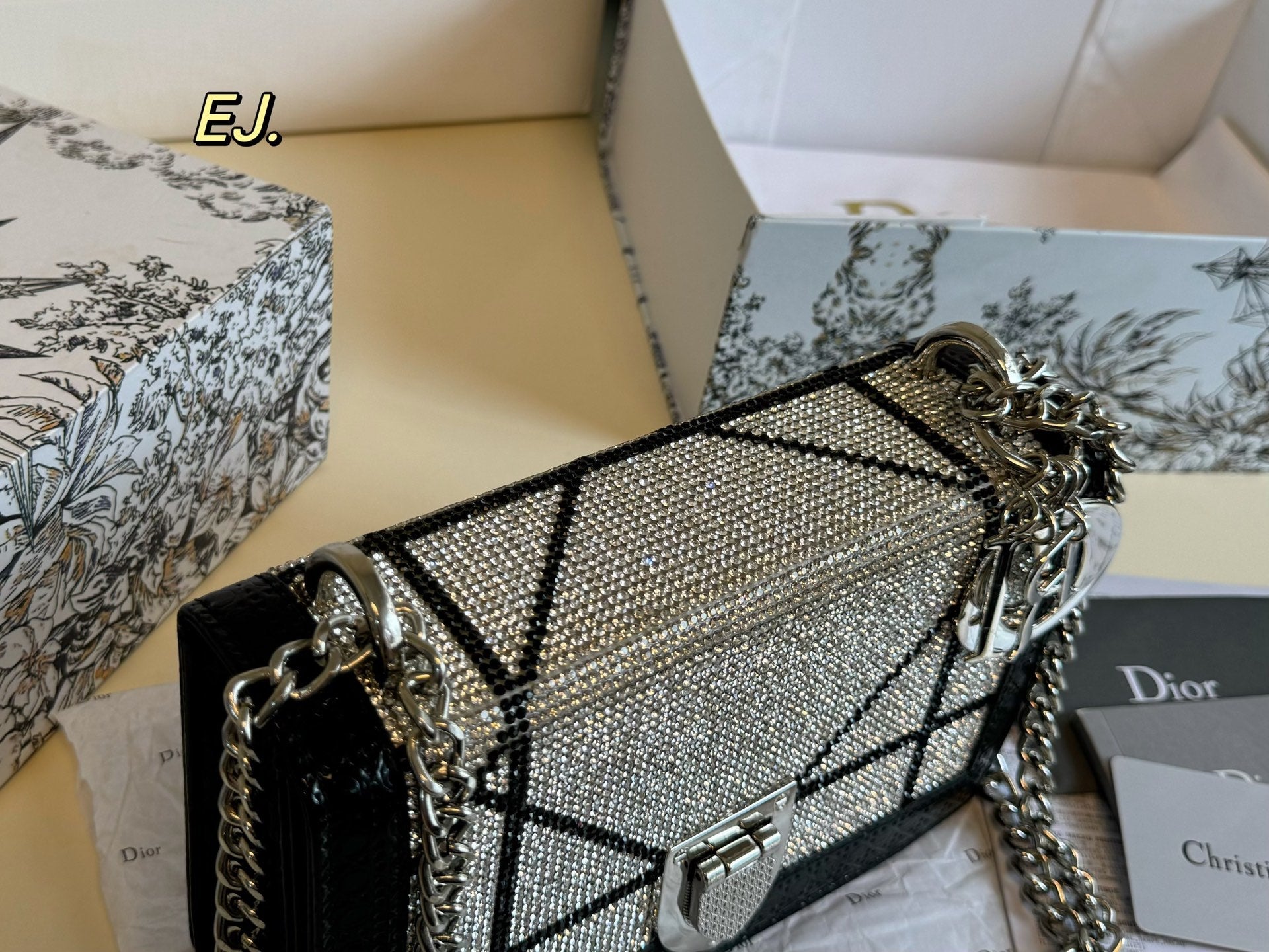 Dior AWA Full Diamond Shield Chain Bag