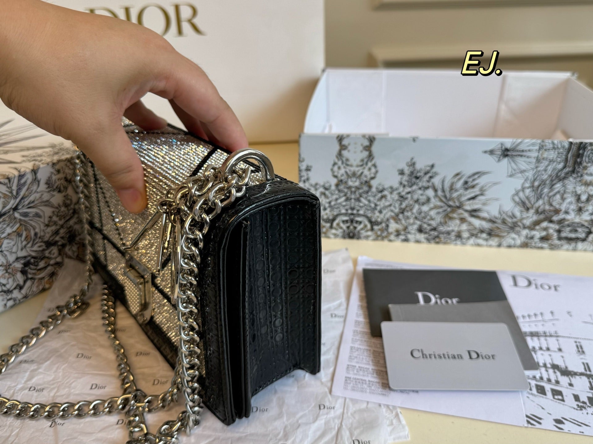 Dior AWA Full Diamond Shield Chain Bag