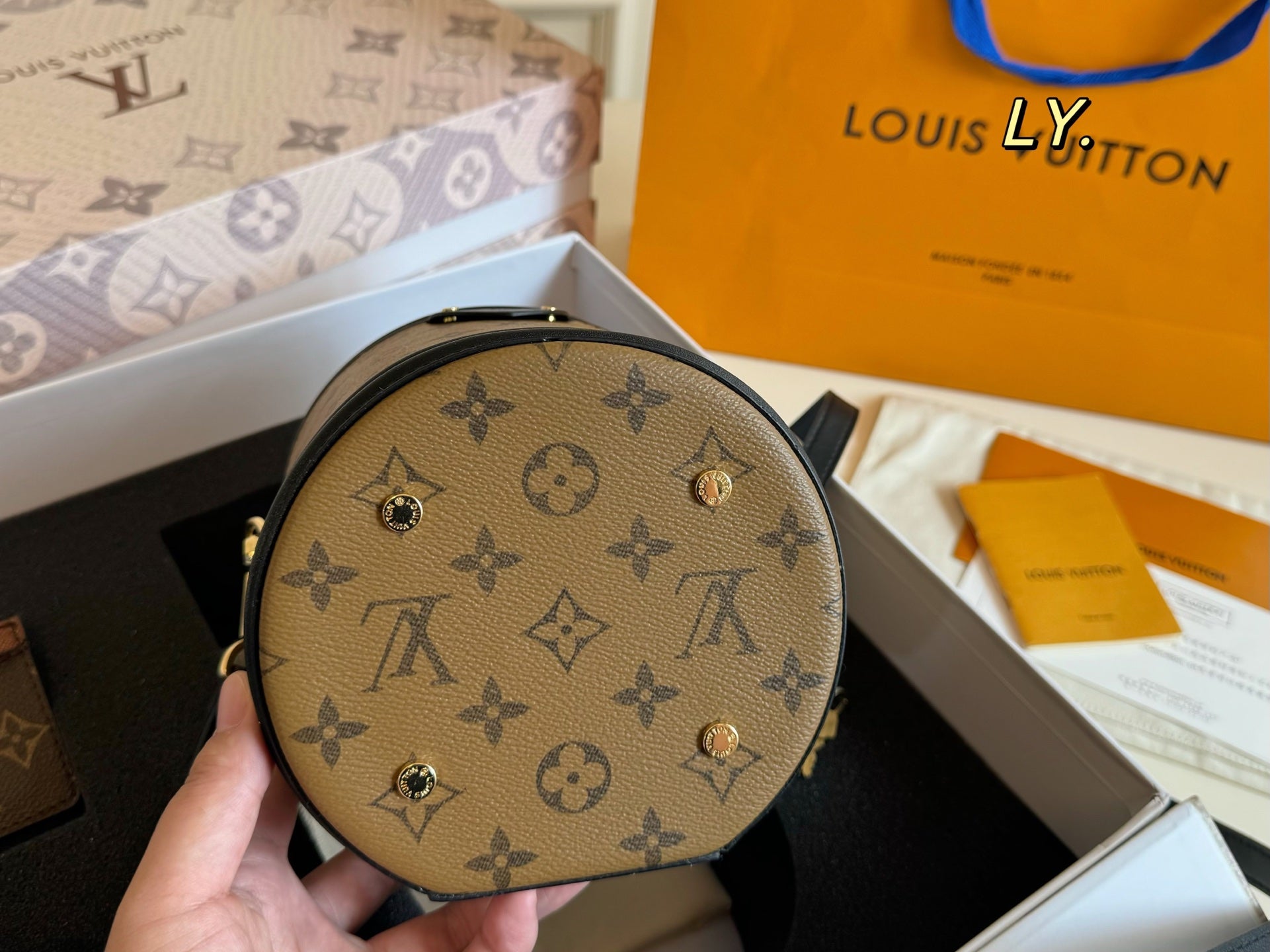 LV Cannes Color-blocked Round Barrel Bag