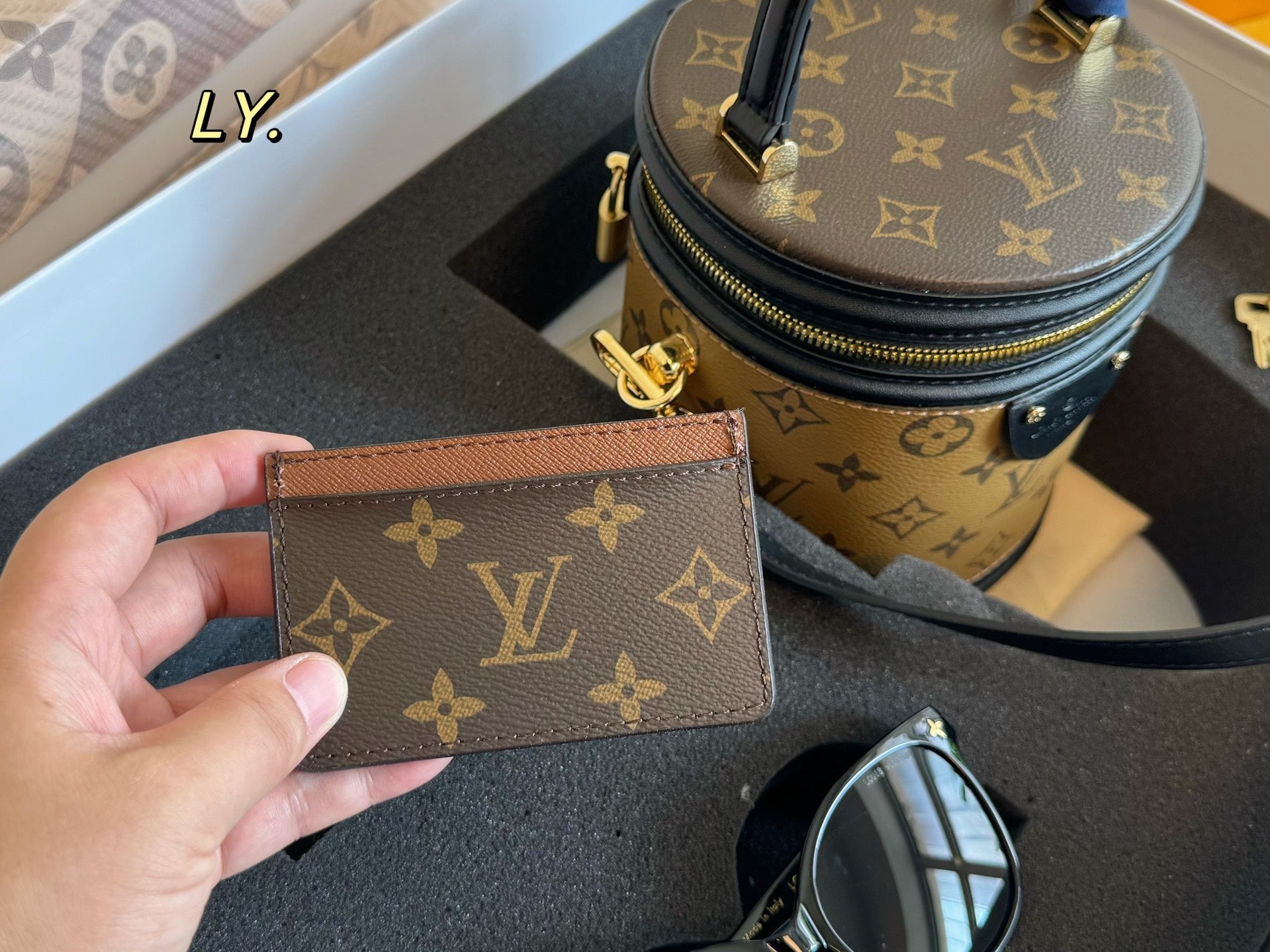 LV Cannes Color-blocked Round Barrel Bag