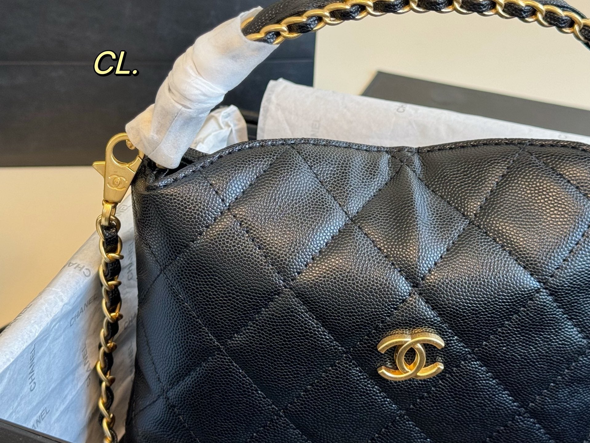 CHANEL 24a hobo Lunch box bag with metal handle