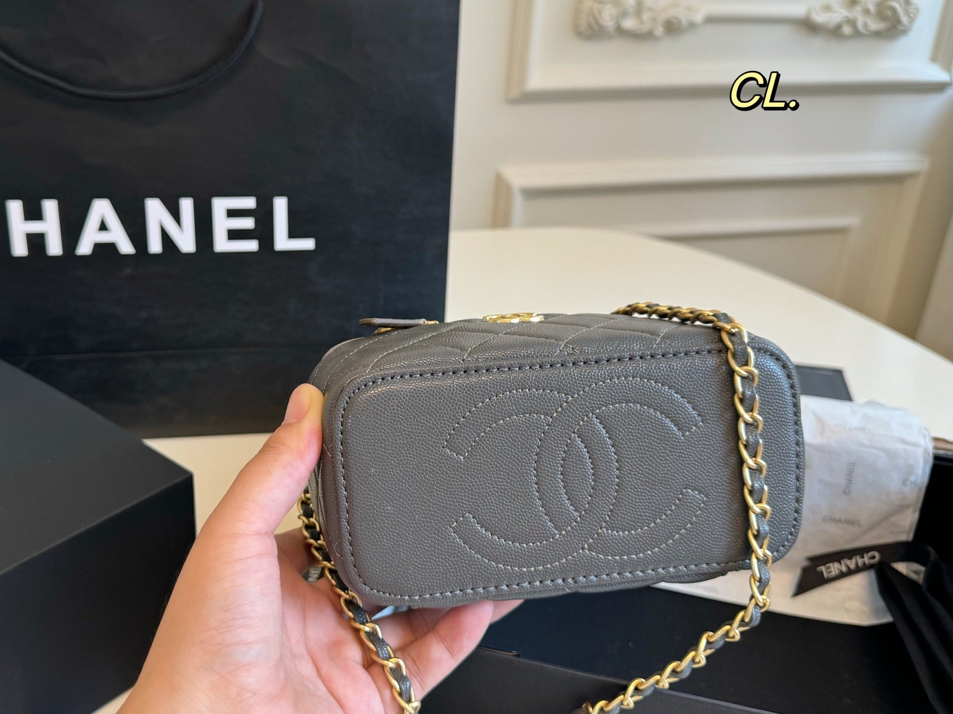 CHANEL Checkerboard Handle Box Bag