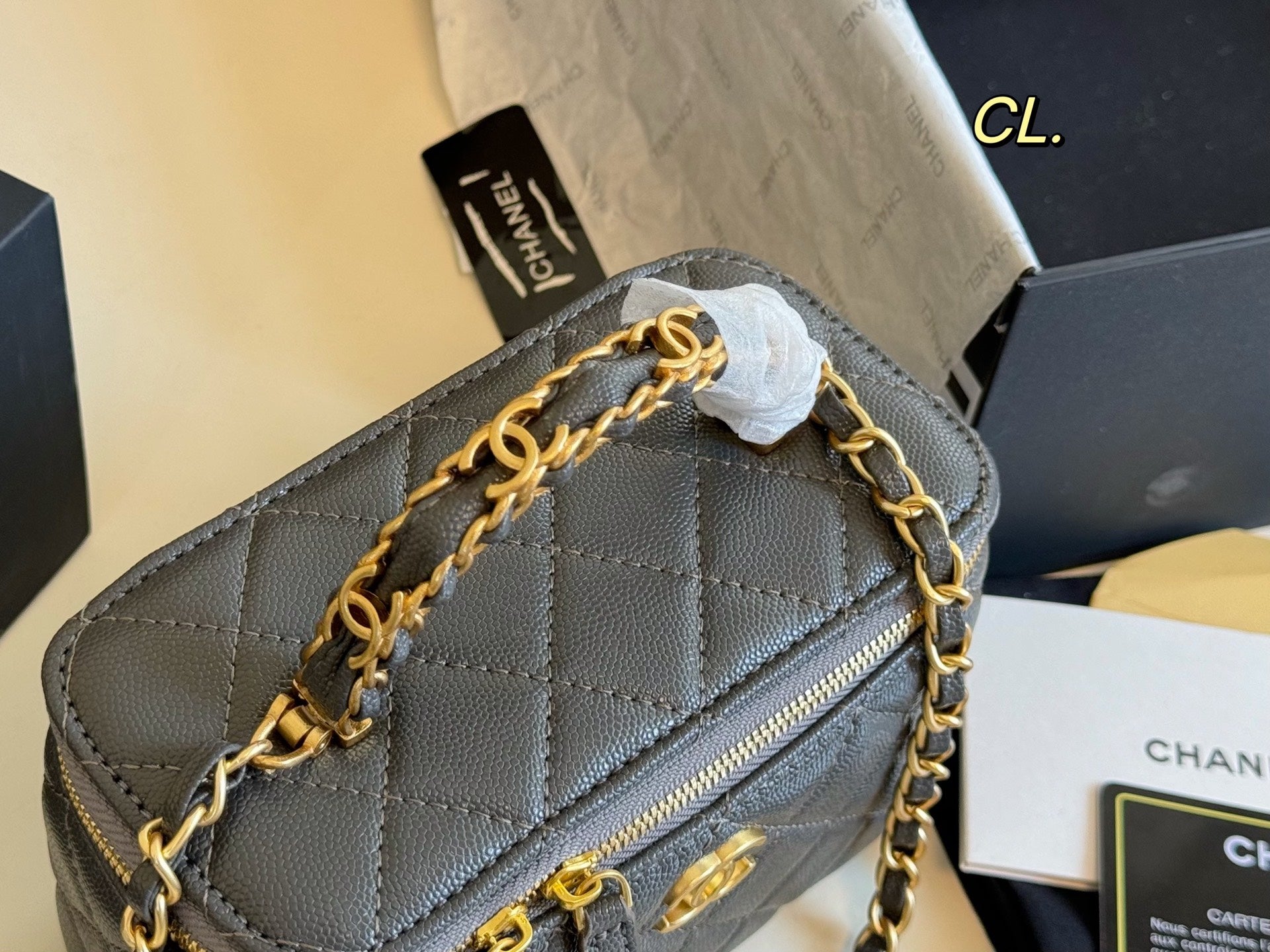 CHANEL Checkerboard Handle Box Bag
