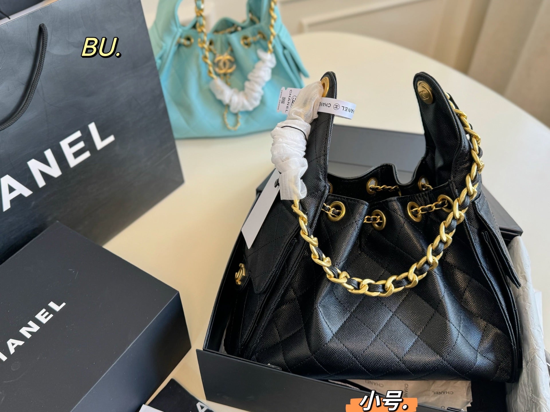 CHANEL 25c hobo Drawstring Chain Bucket Bag