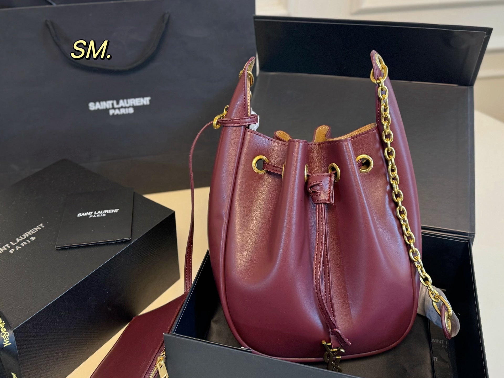 YSL Drawstring bucket shopping bag