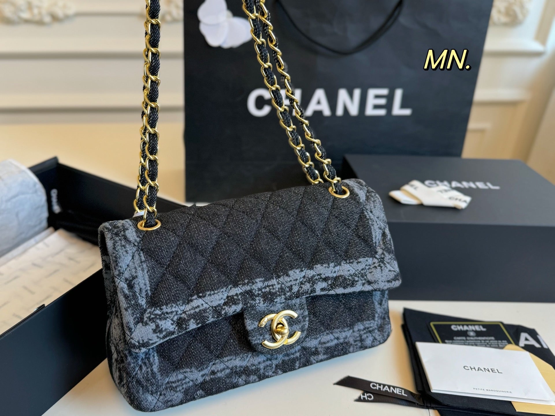 Chanel Denim CF Double Flap Chain Bag