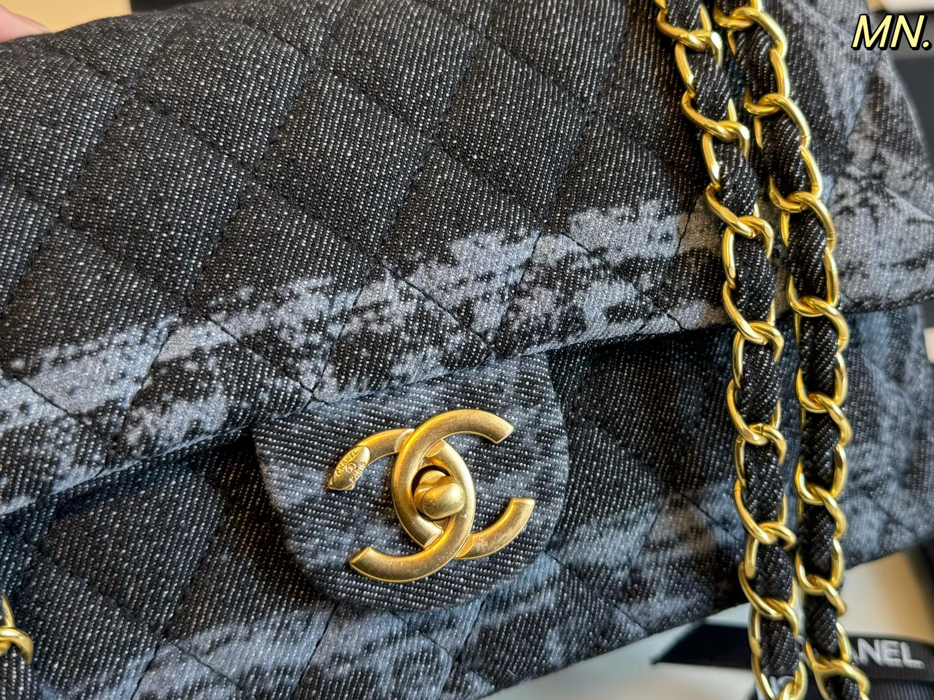 Chanel Denim CF Double Flap Chain Bag