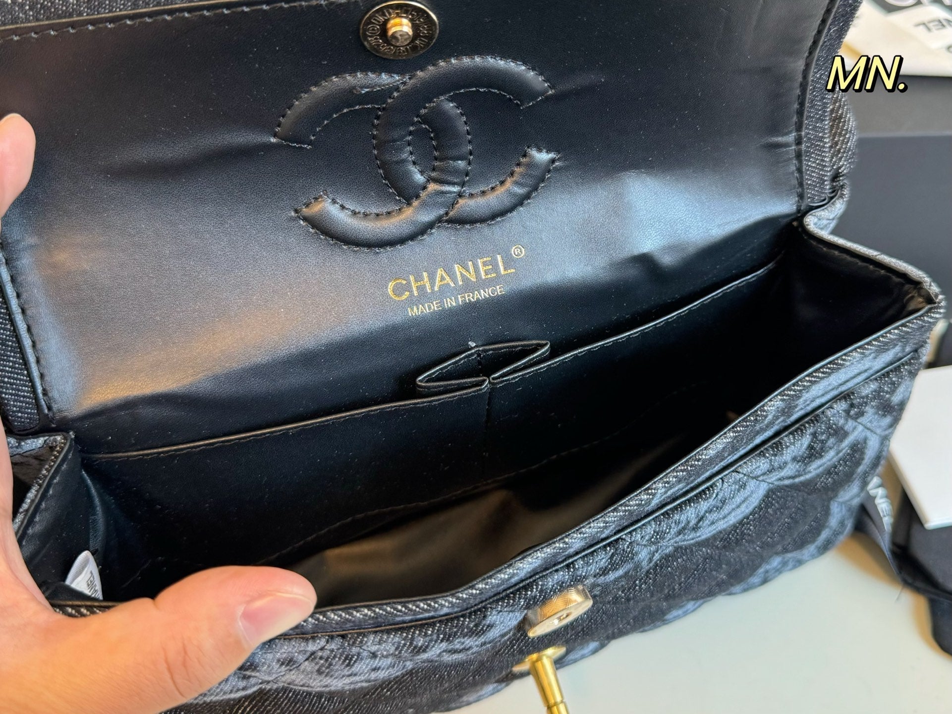 Chanel Denim CF Double Flap Chain Bag