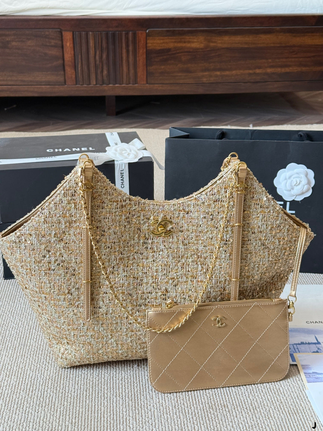 Chanel Polka Dot Chain Tote Bag