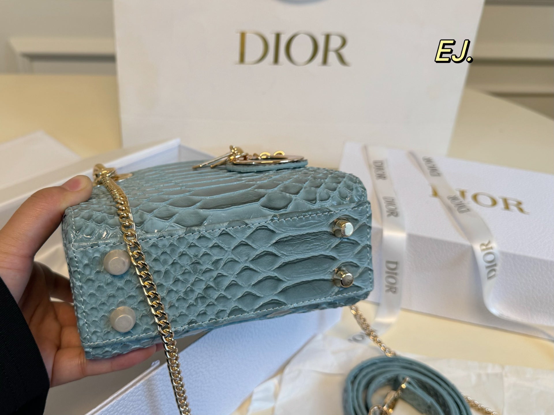 Lady Dior Python-patterned Handbag