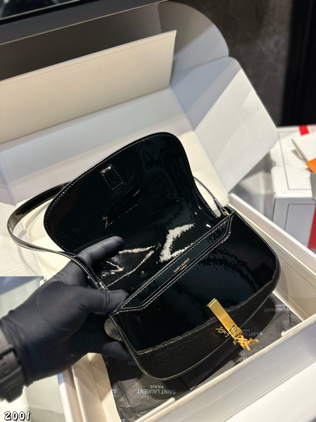 YSL Voltaire Patent Leather Underarm Bag