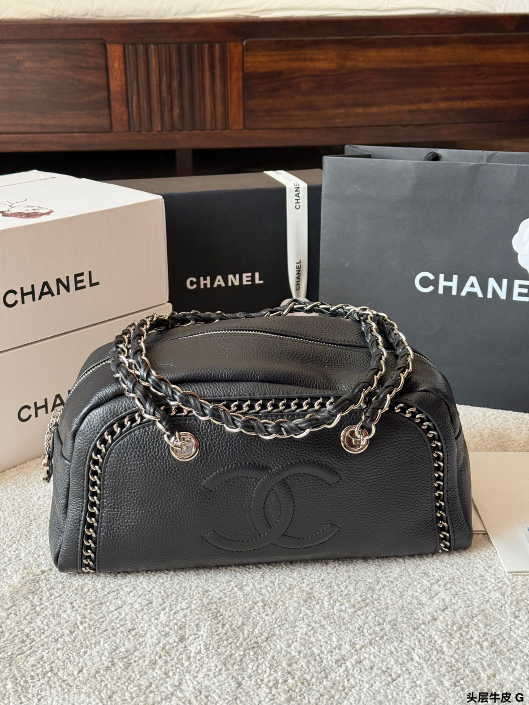 Chanel Oil-Wax Leather Bowling Bag