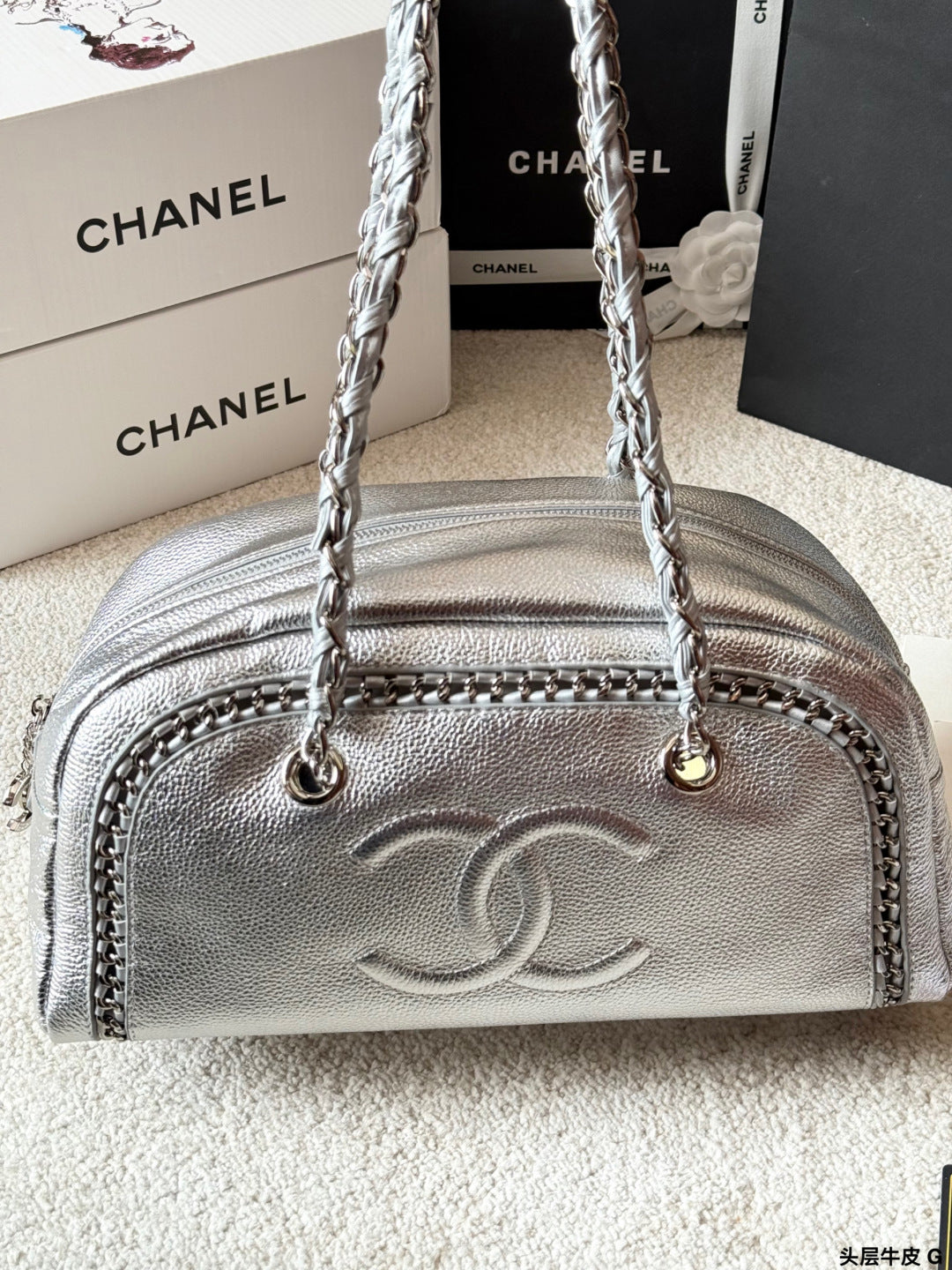 Chanel Oil-Wax Leather Bowling Bag