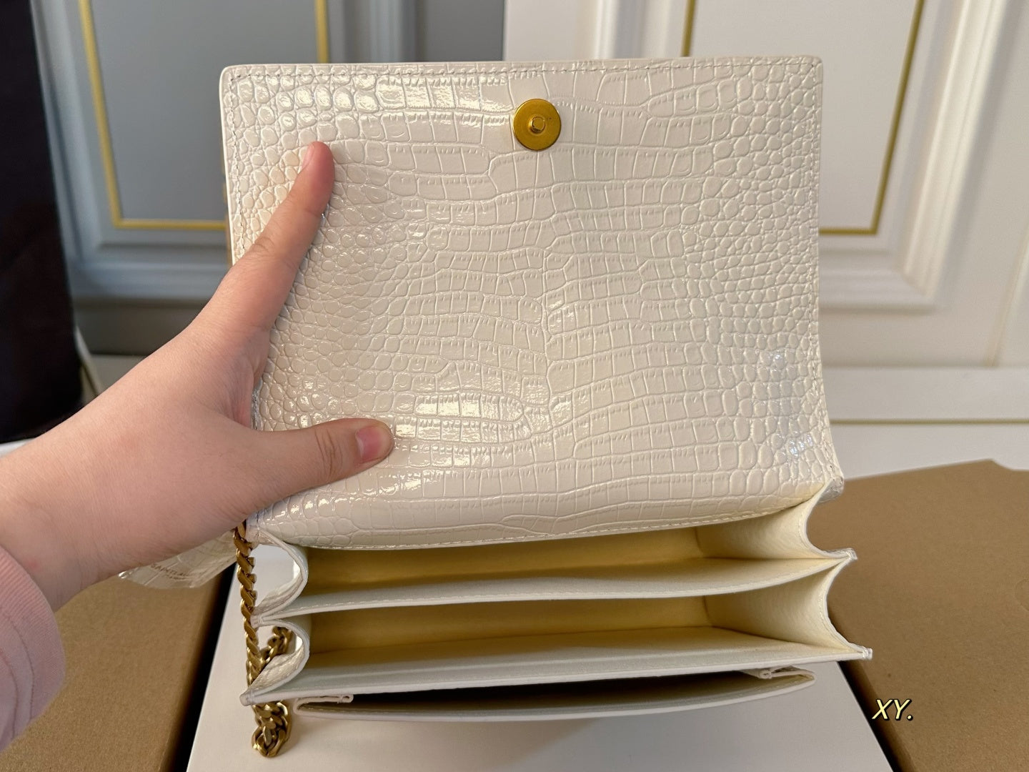 YSL Sunset Crocodile pattern chain bag