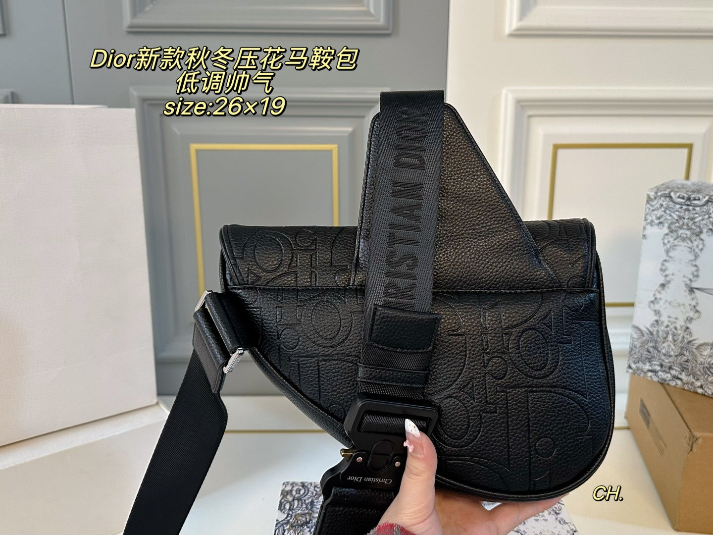 Dior Embossed Saddle Bag