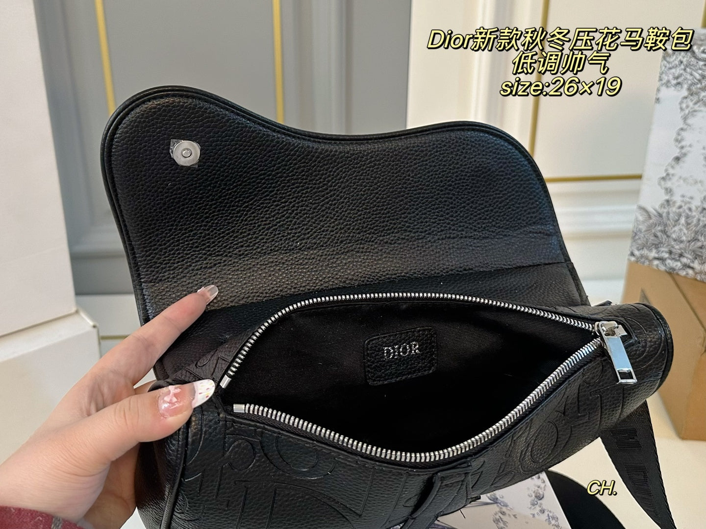 Dior Embossed Saddle Bag