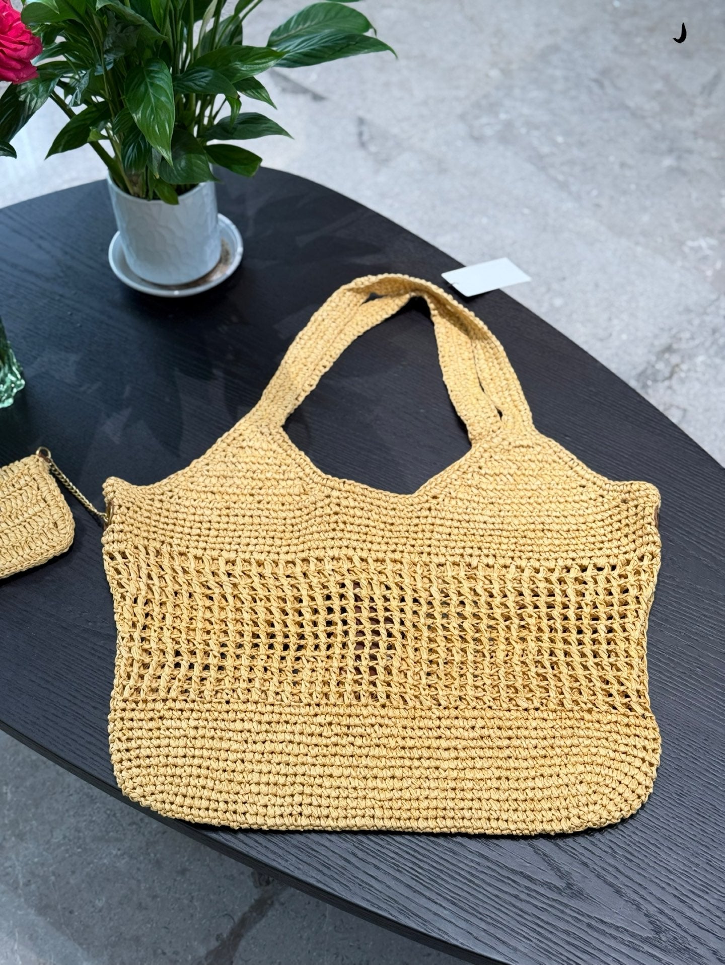 YSL Straw woven large shopping bag