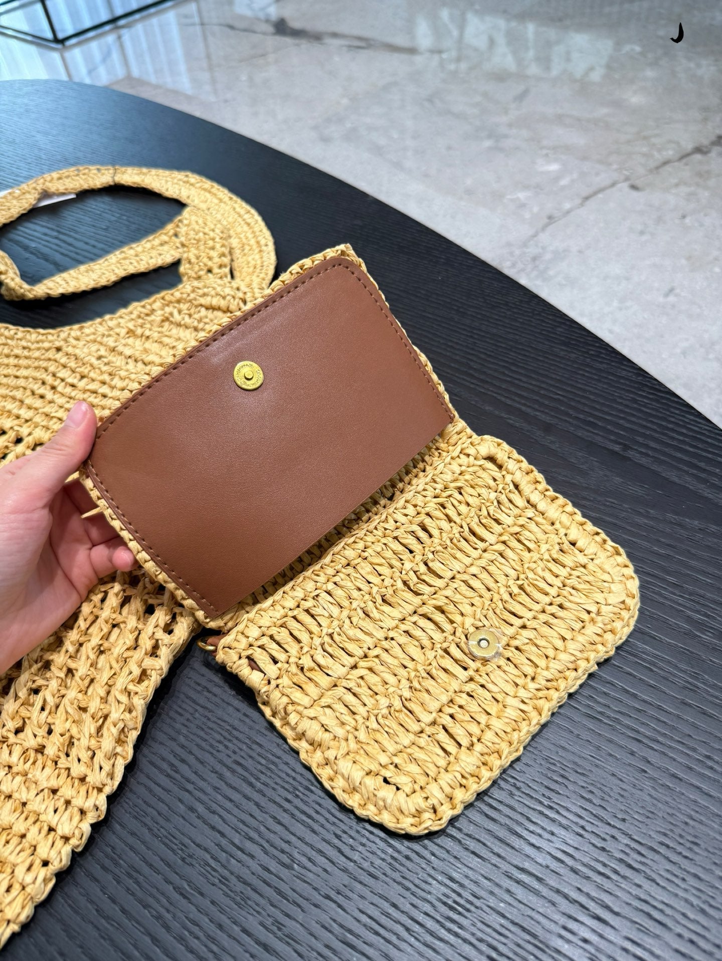 YSL Straw woven large shopping bag