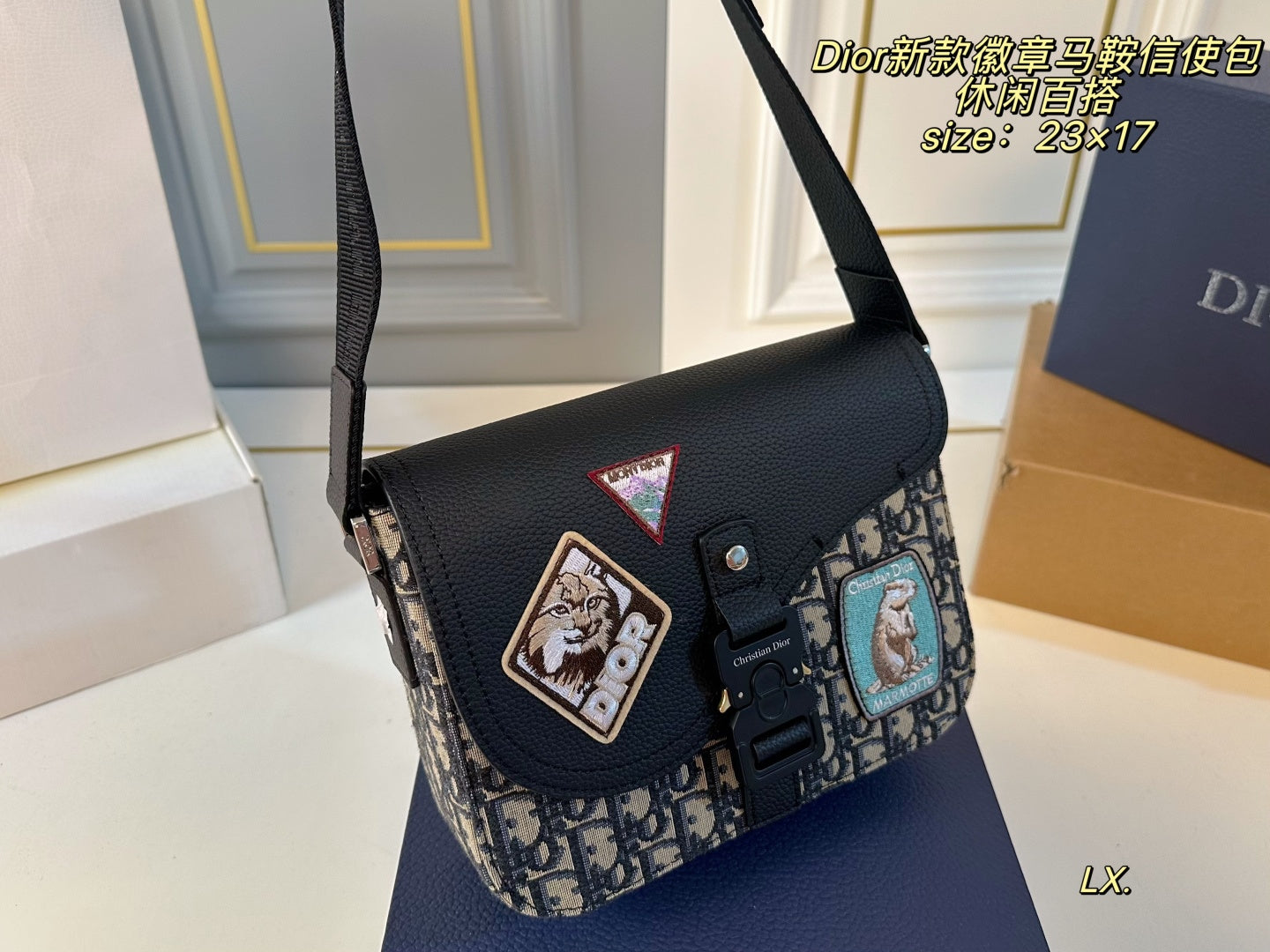 DIOR Badge Saddle Messenger Bag