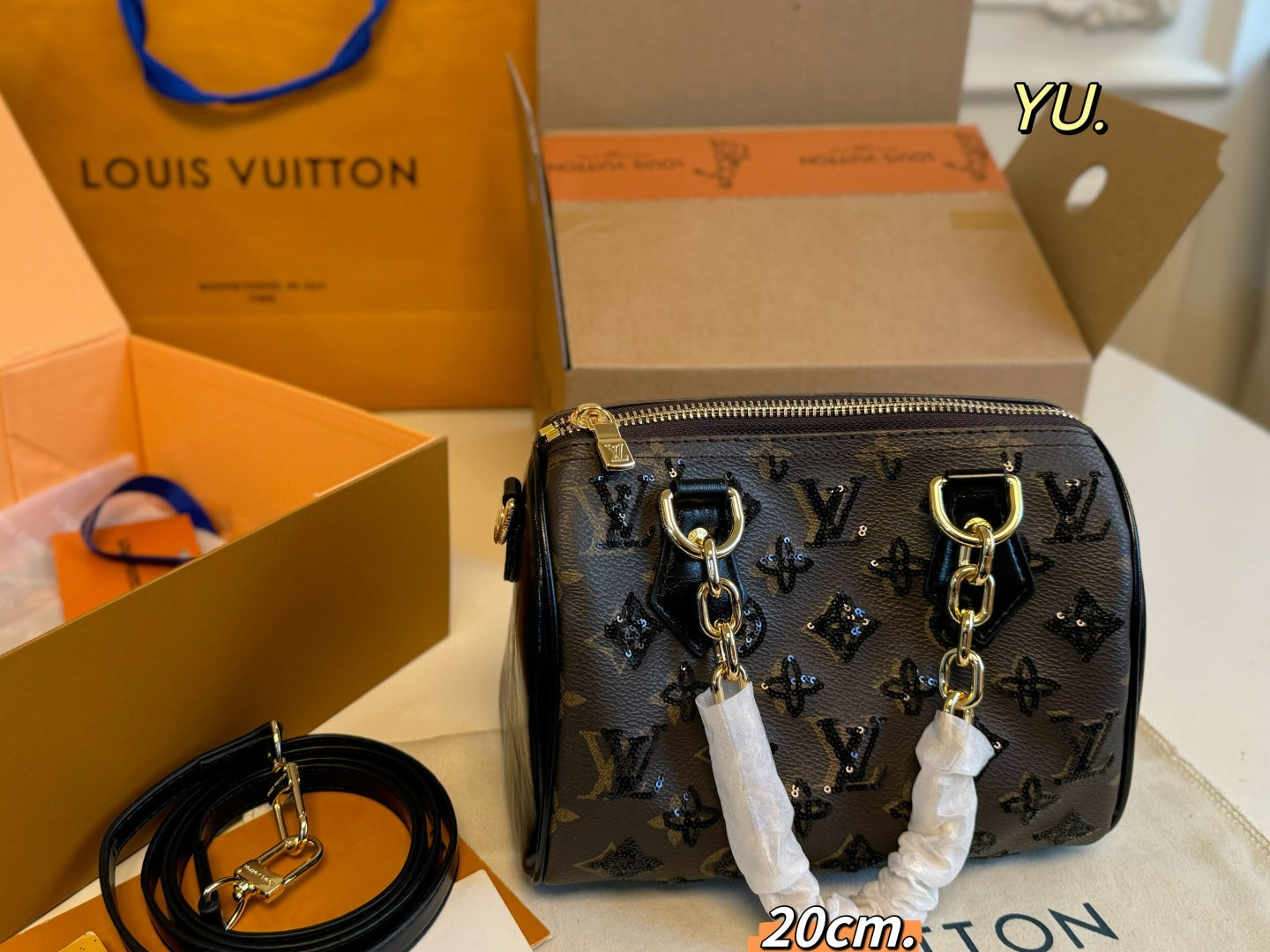 LV Speedy Sequin Chain Pillow Bag