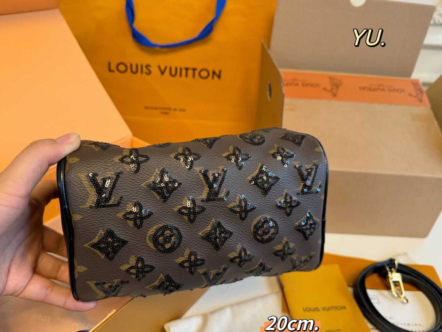 LV Speedy Sequin Chain Pillow Bag