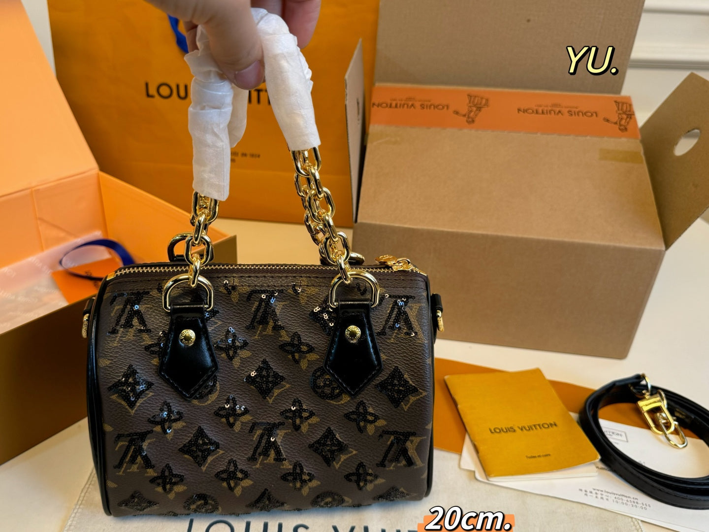 LV Speedy Sequin Chain Pillow Bag