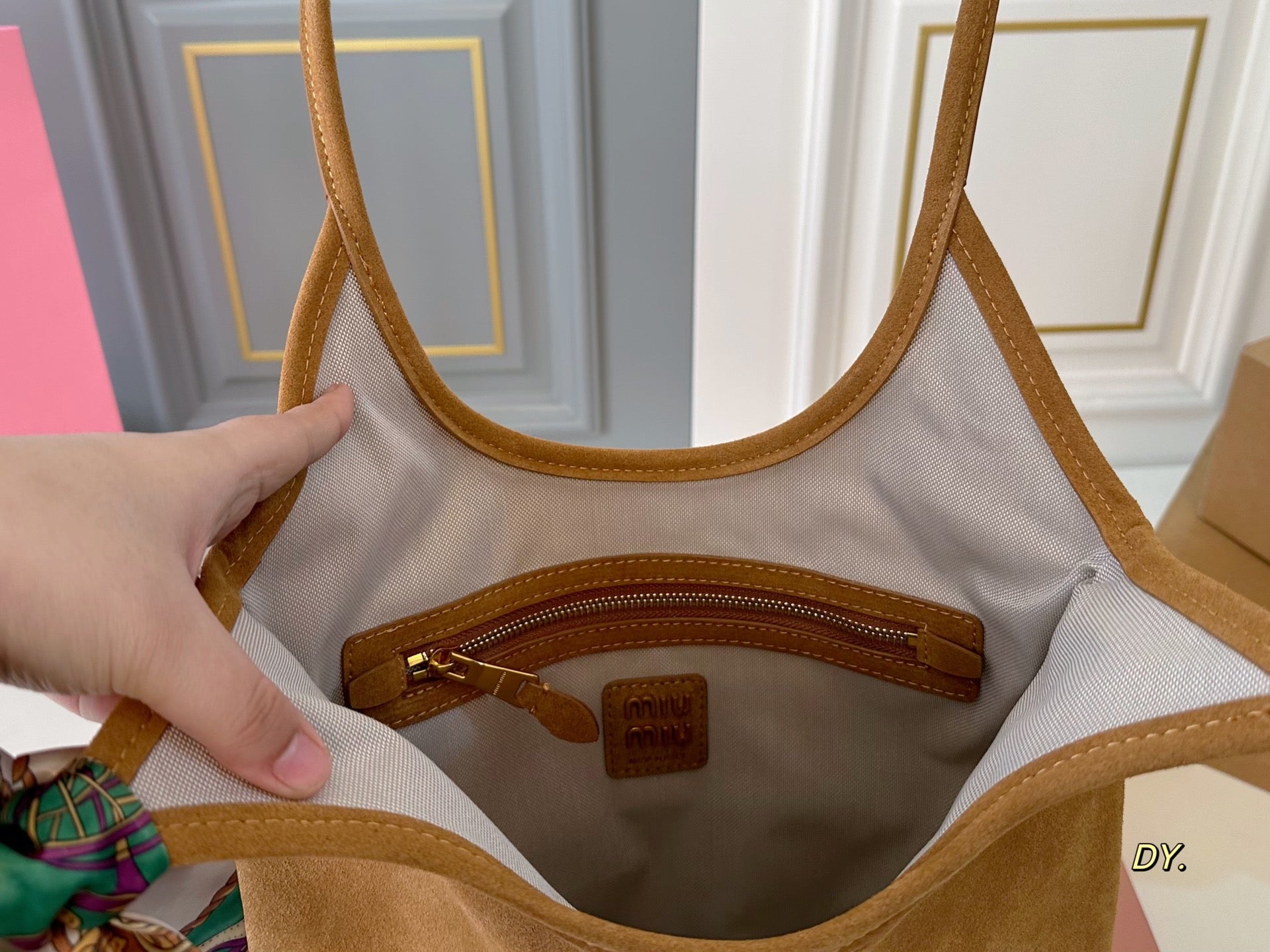 MiuMiu Suede One-Shoulder Tote Bag