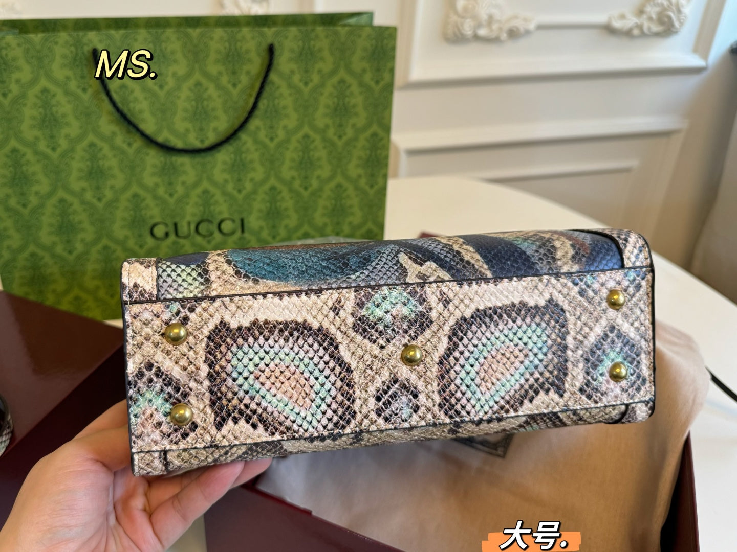 Gucci Diana Python print tote bag