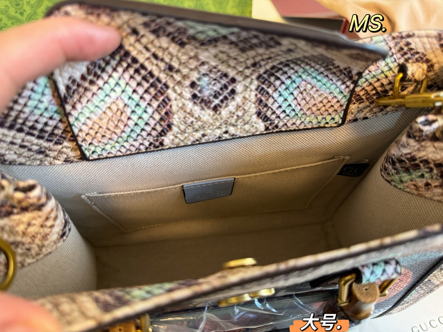 Gucci Diana Python print tote bag