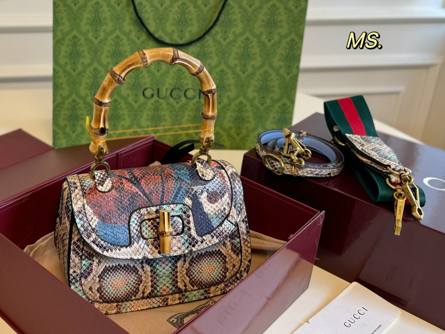 Gucci Slant crossbody bag with bamboo joint handle