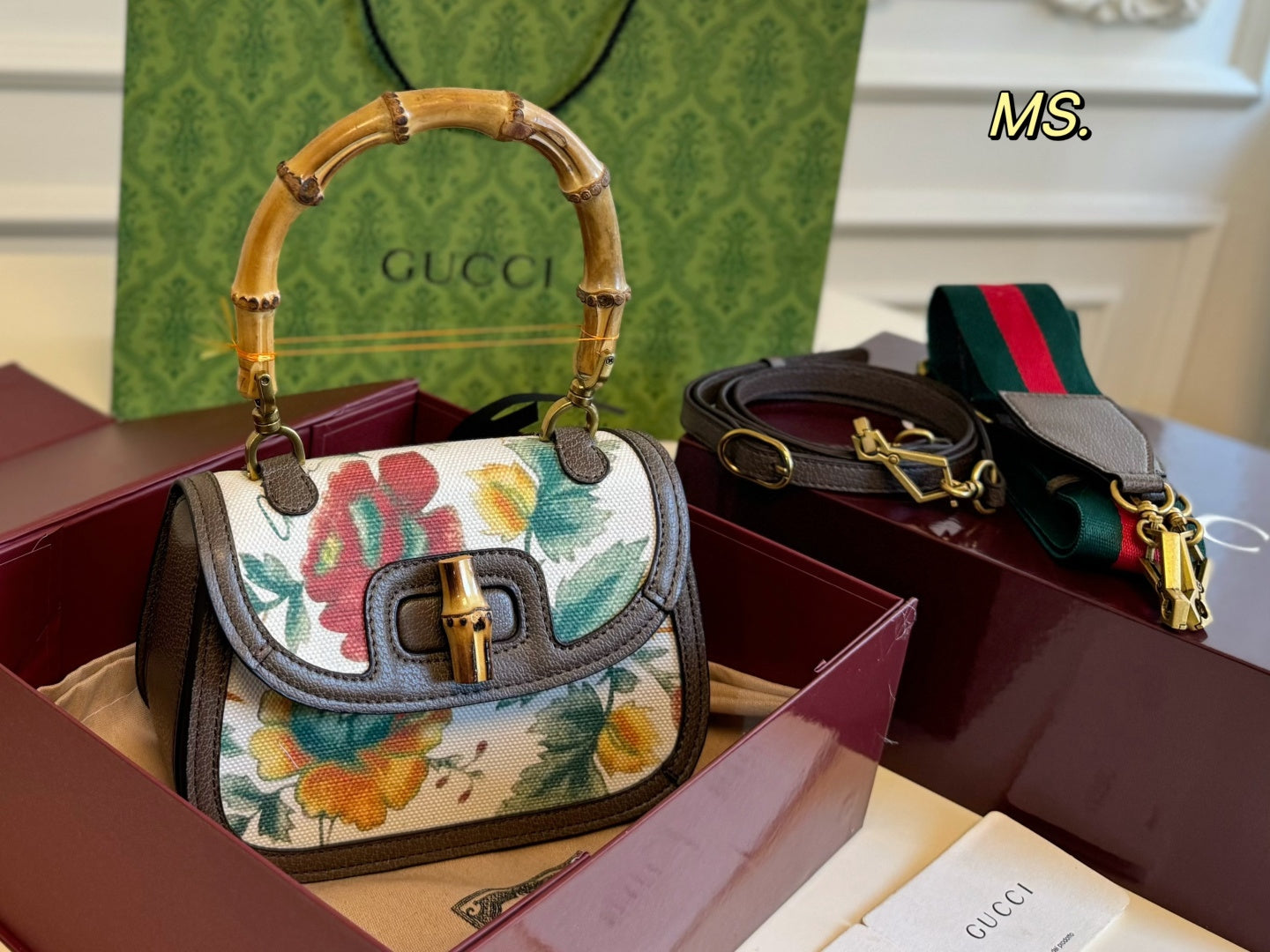 Gucci Slant crossbody bag with bamboo joint handle