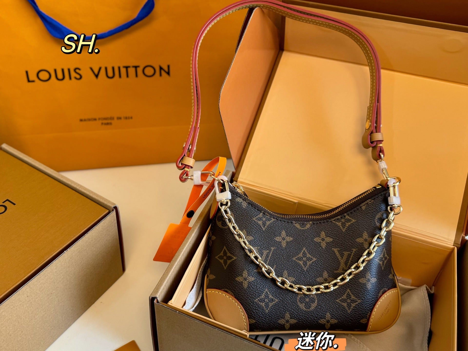 LV Boulogne Mini Embossed Vintage Horn Bag