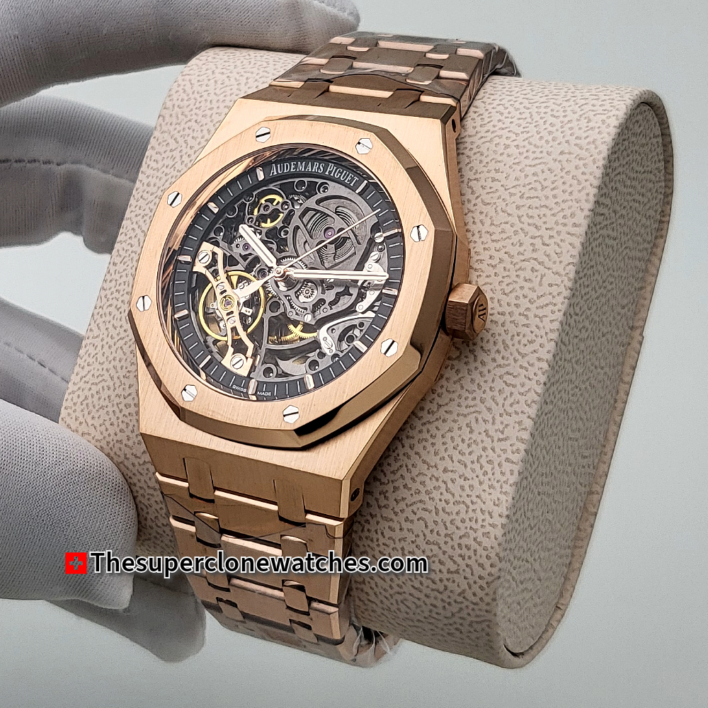 Audemars Piguet Royal Oak Double Balance Wheel Openworked 18kt Rose Gold Exact 1:1 Super Clone 3132 Swiss Movement Replica Watch