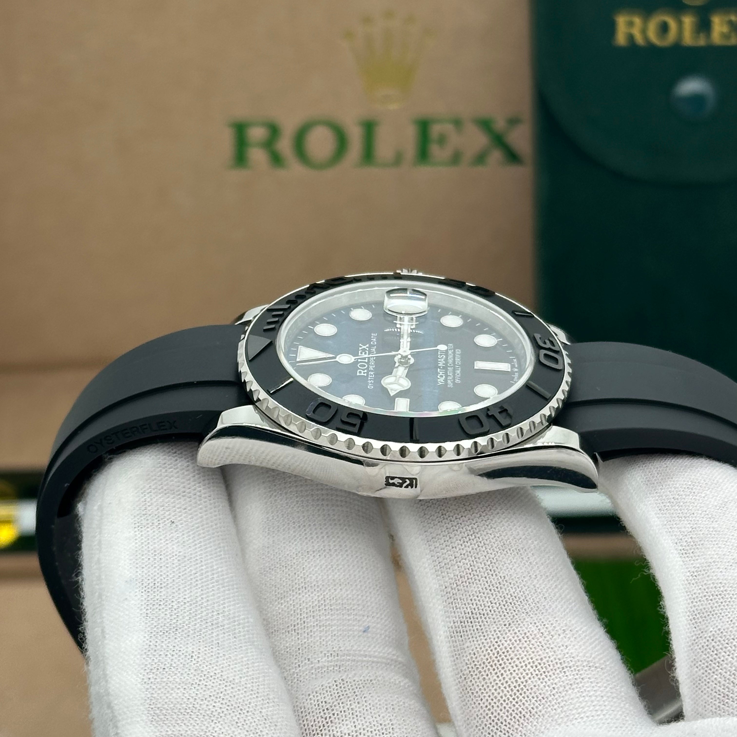 Rolex Yacht-Master 42mm – Blue Dial Oysterflex Rubber Strap, Black Ceramic Bezel
