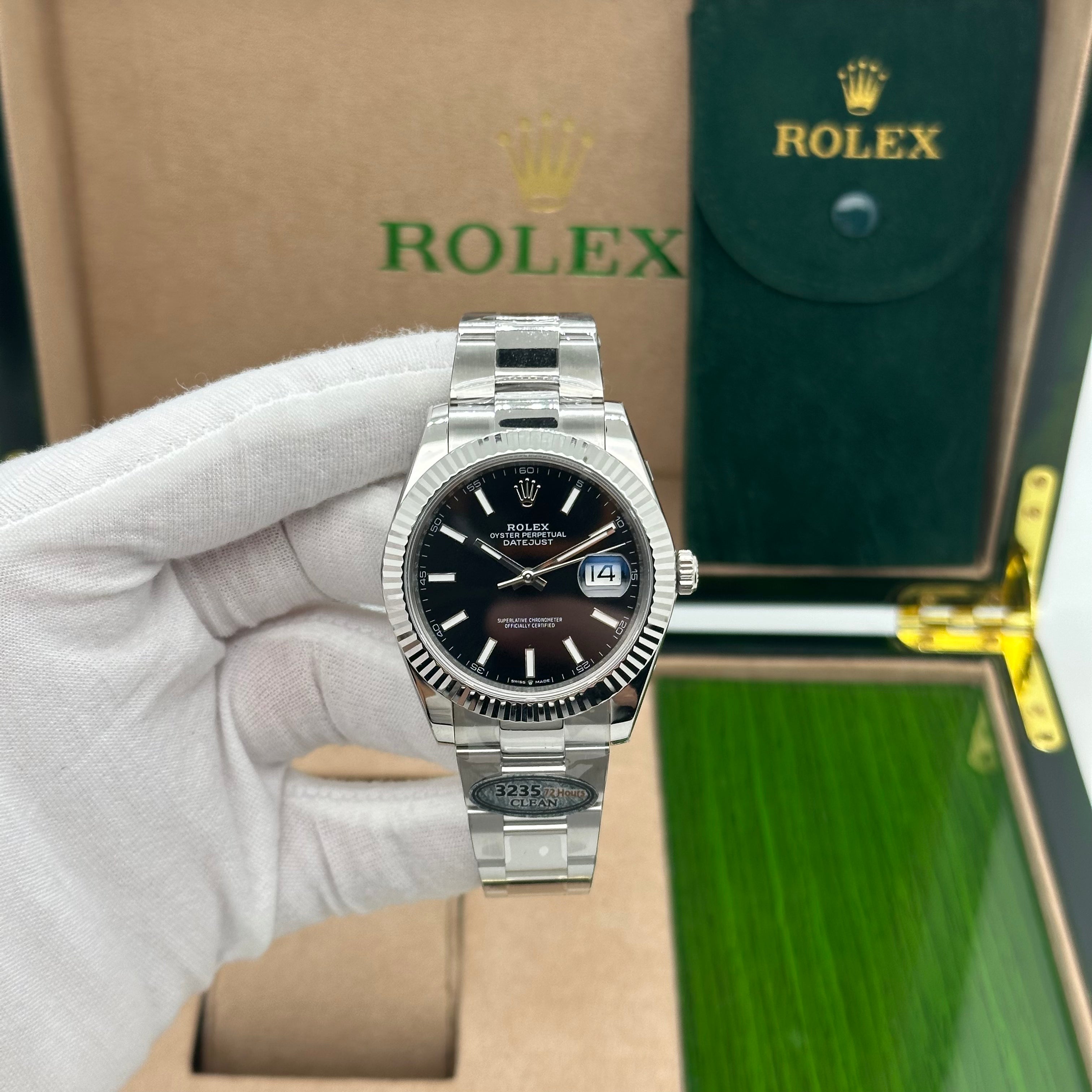 Rolex Datejust 41mm Black Dial Fluted Bezel – Swiss Super Clone 1:1