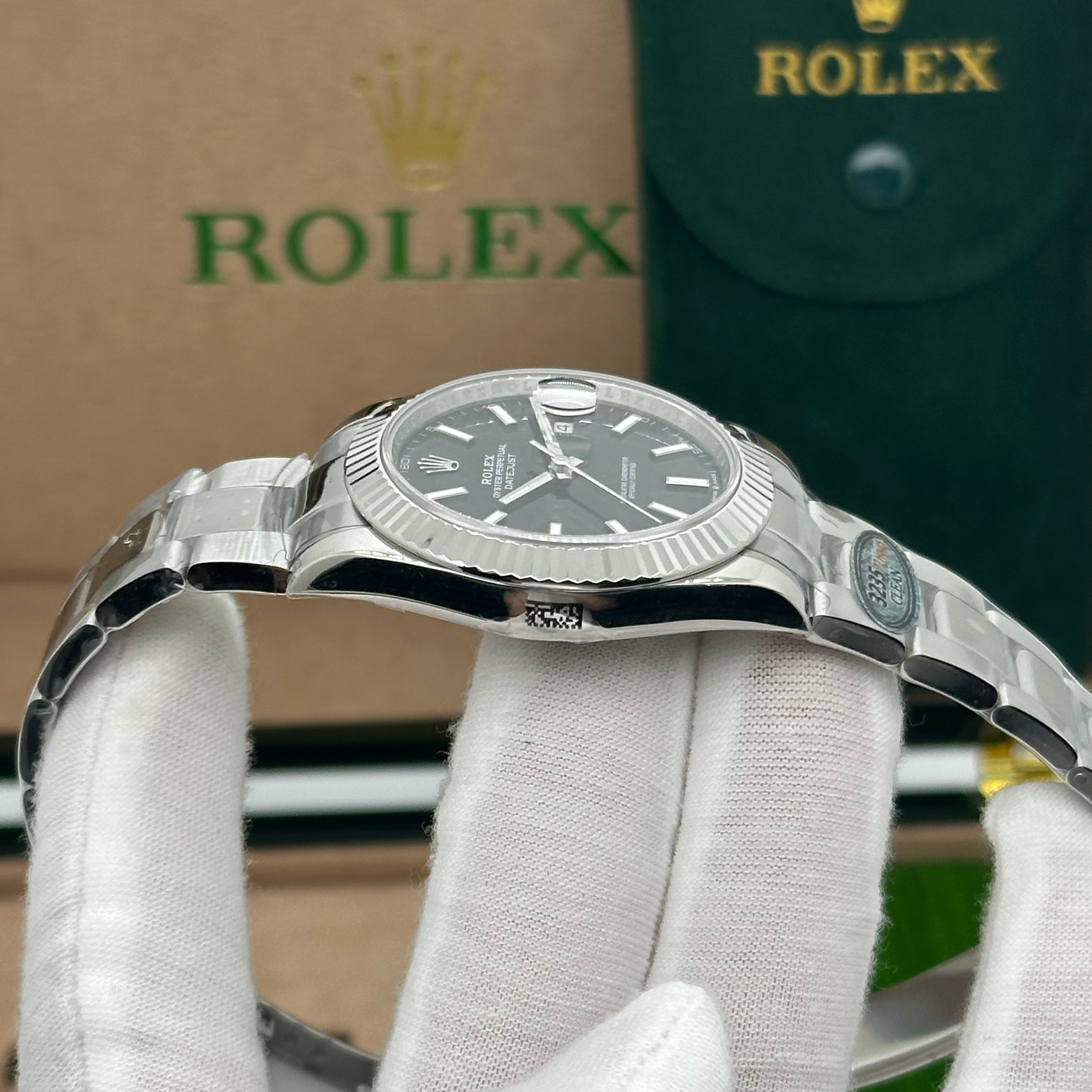 Rolex Datejust 41mm Black Dial Fluted Bezel – Swiss Super Clone 1:1