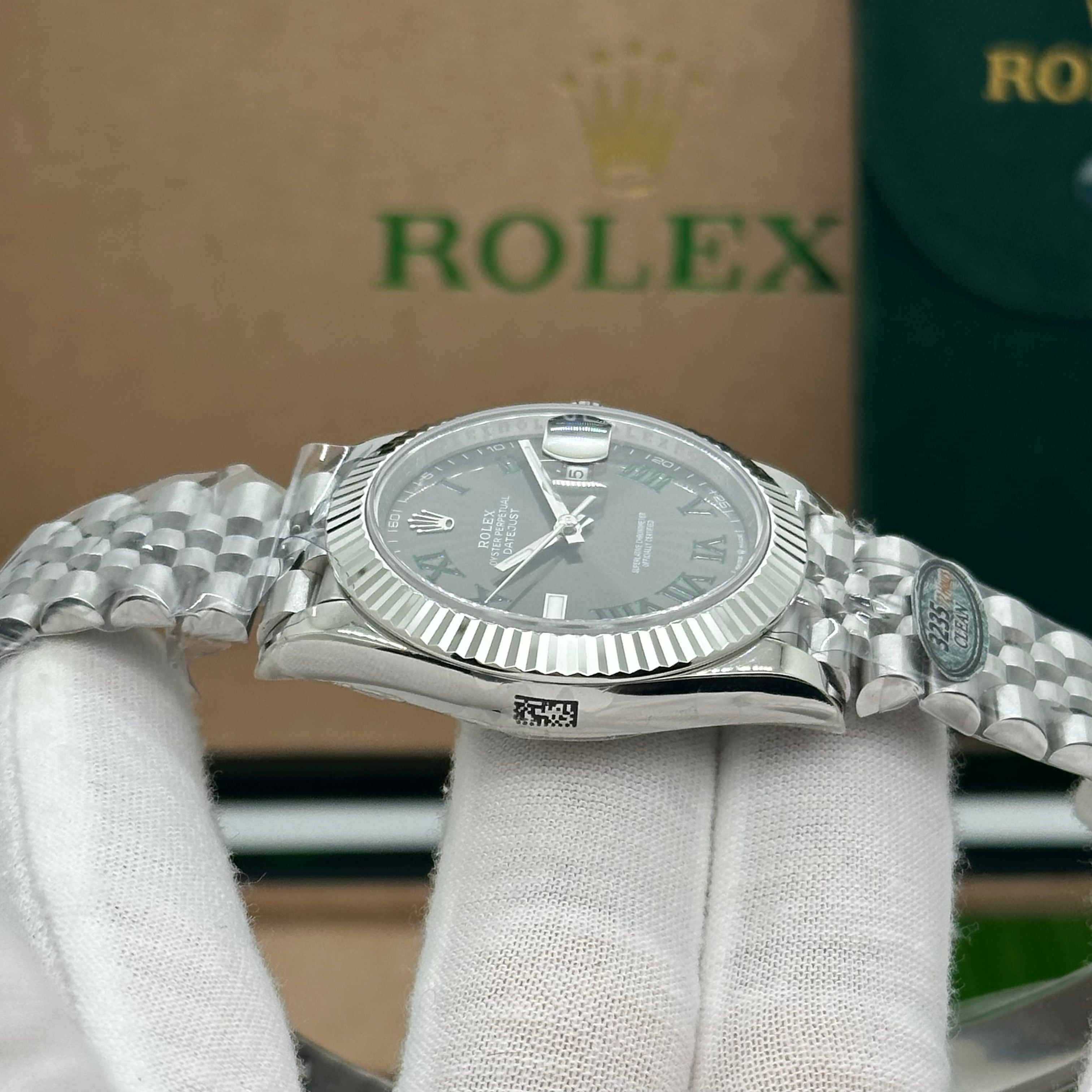 Rolex Datejust 41mm Slate Grey Dial Green Roman Numerals