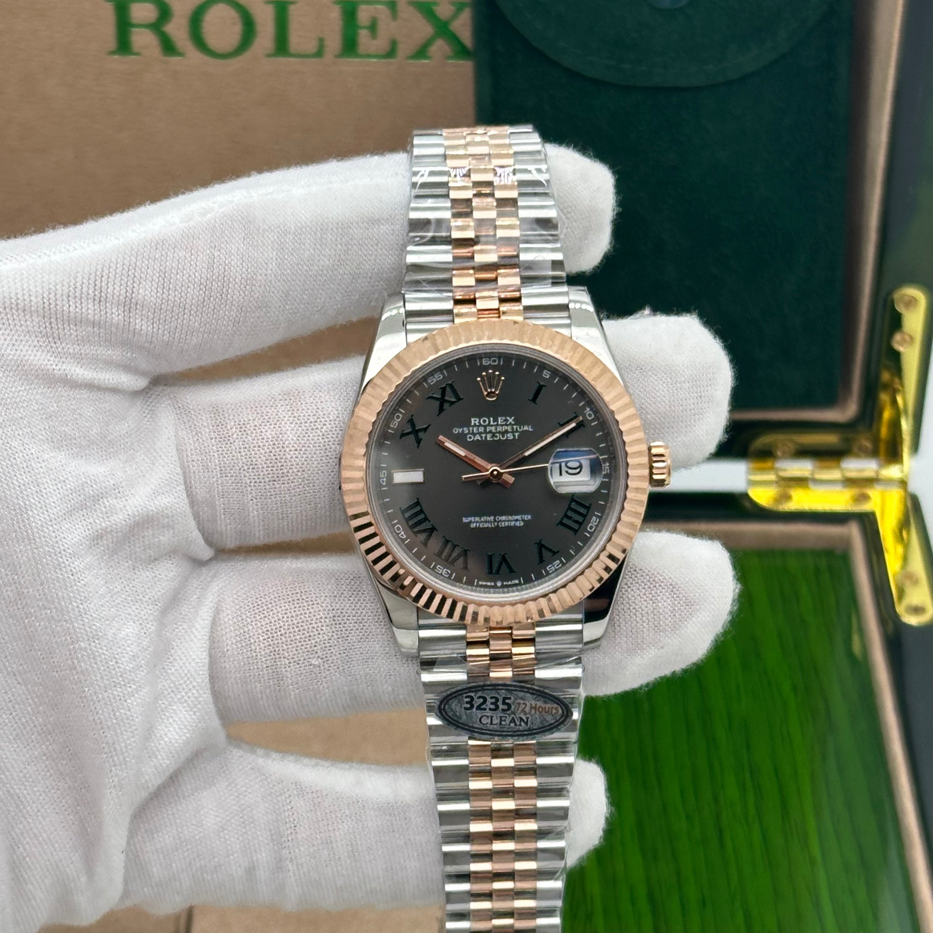 Rolex Datejust 41MM Wimbledon Dial – Slate Grey with Green Roman Numerals