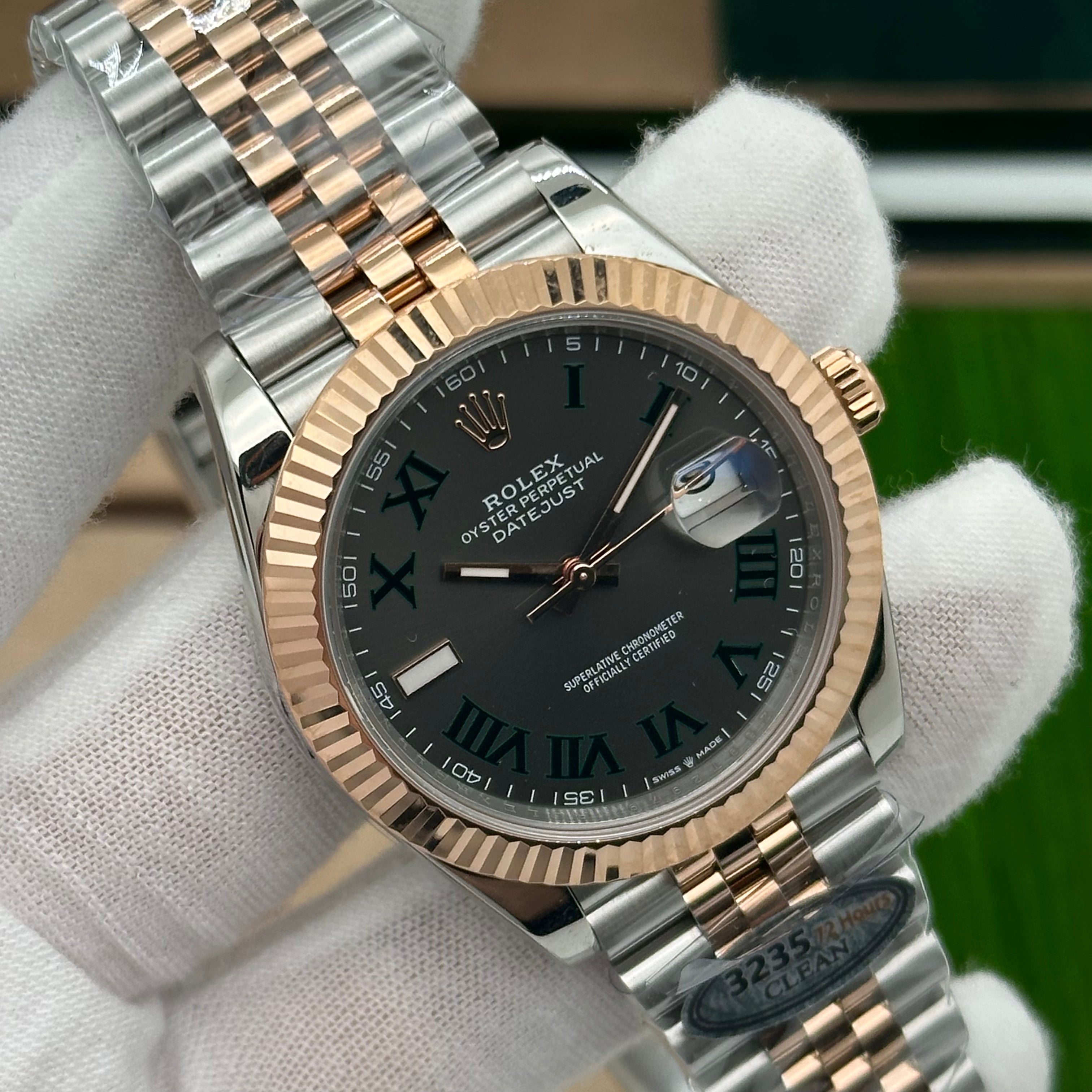 Rolex Datejust 41MM Wimbledon Dial – Slate Grey with Green Roman Numerals