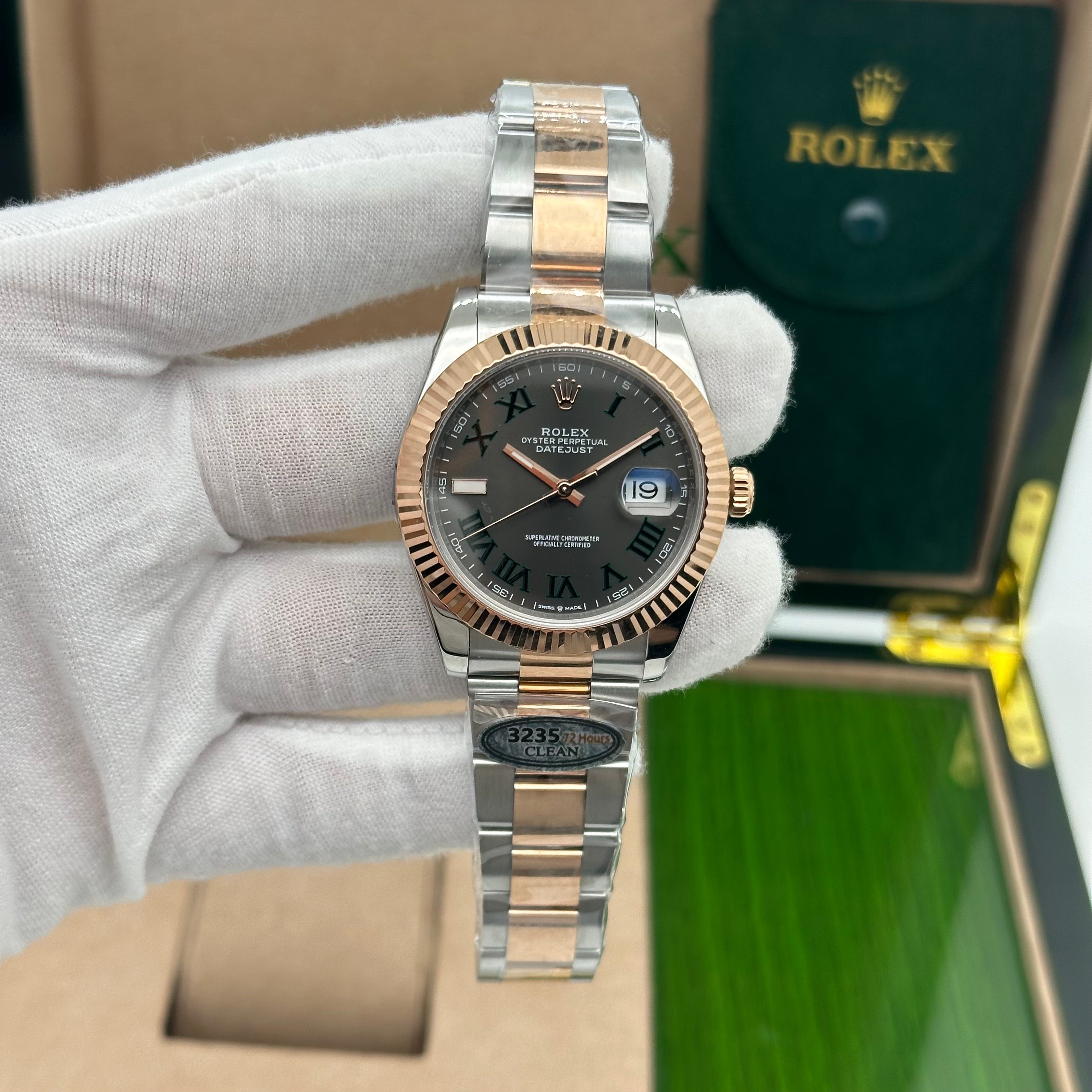 Rolex Datejust 41 – Oystersteel & Everose Gold – Slate Dial with Green Roman Numerals