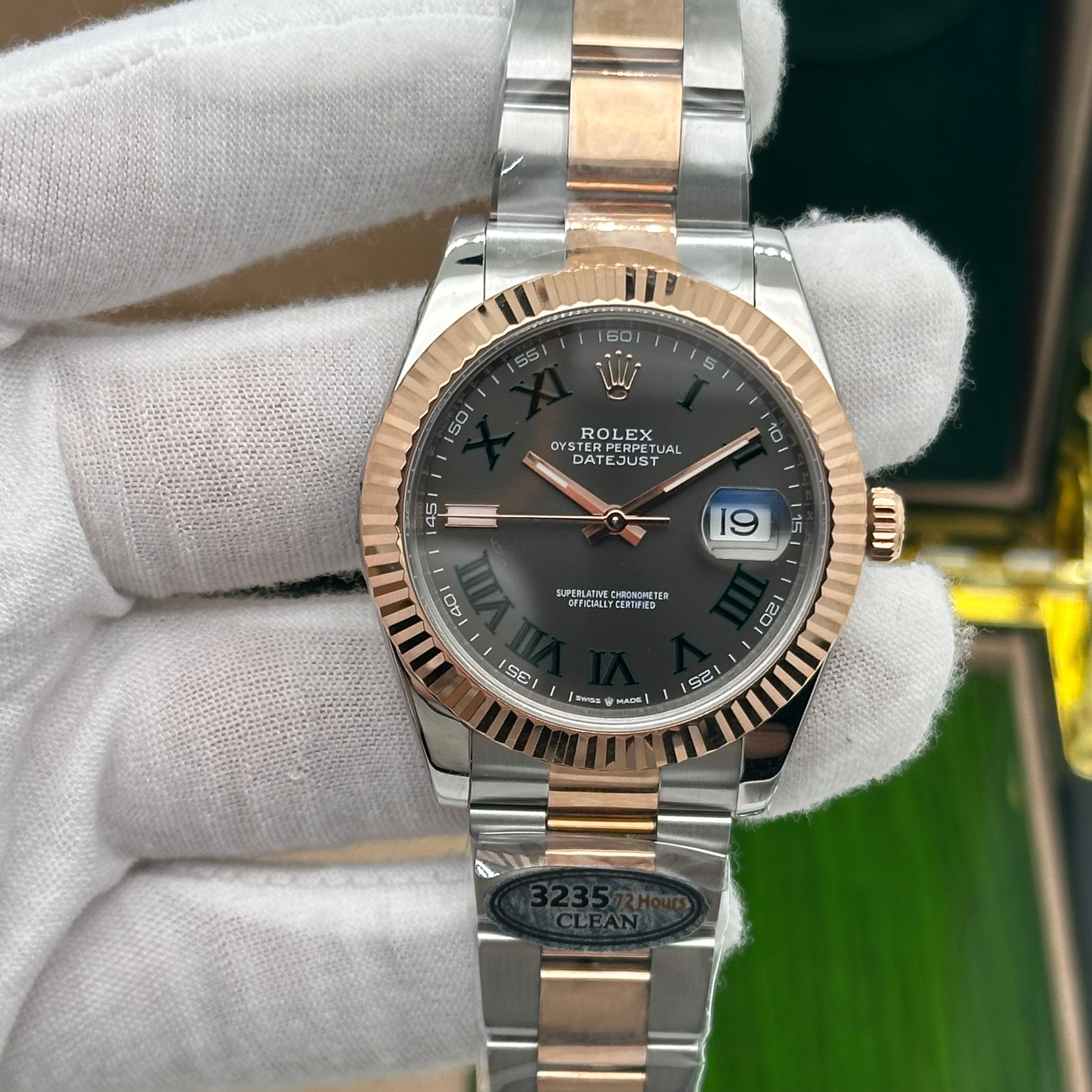 Rolex Datejust 41 – Oystersteel & Everose Gold – Slate Dial with Green Roman Numerals