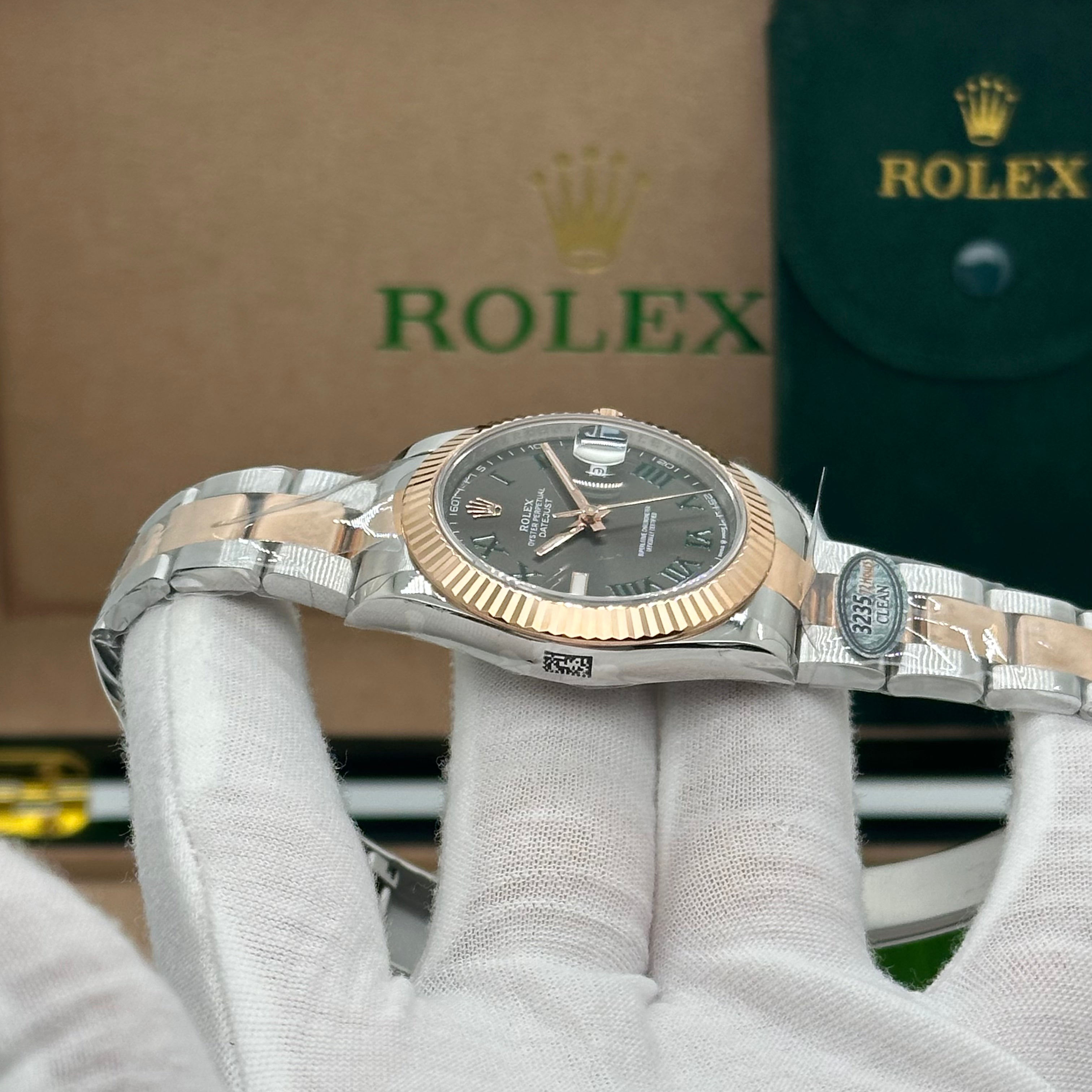 Rolex Datejust 41 – Oystersteel & Everose Gold – Slate Dial with Green Roman Numerals