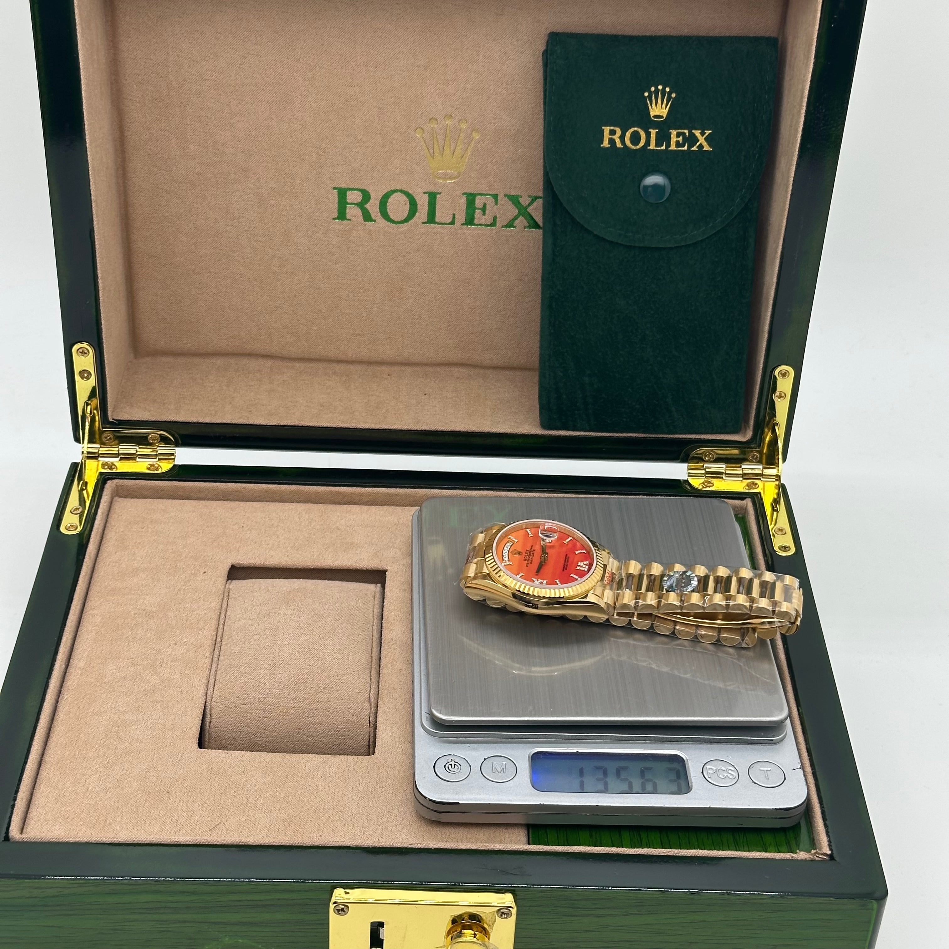 Rolex Oyster Perpetual Day-Date 36MM – Yellow Gold with Carnelian Dial