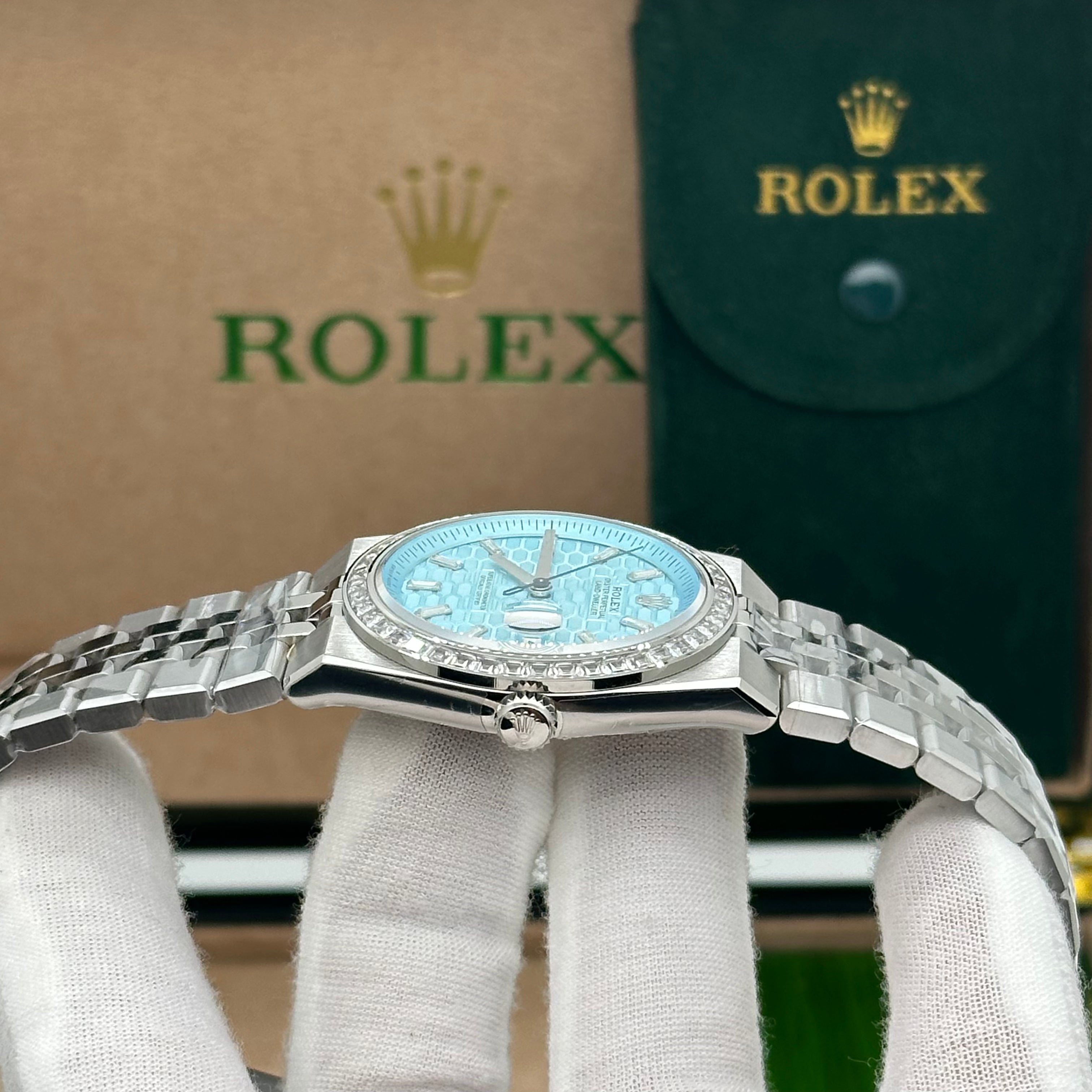 Rolex Oyster Perpetual 40MM Land-Dweller Ice Blue Dial with Diamond Bezel – Jubilee Bracelet