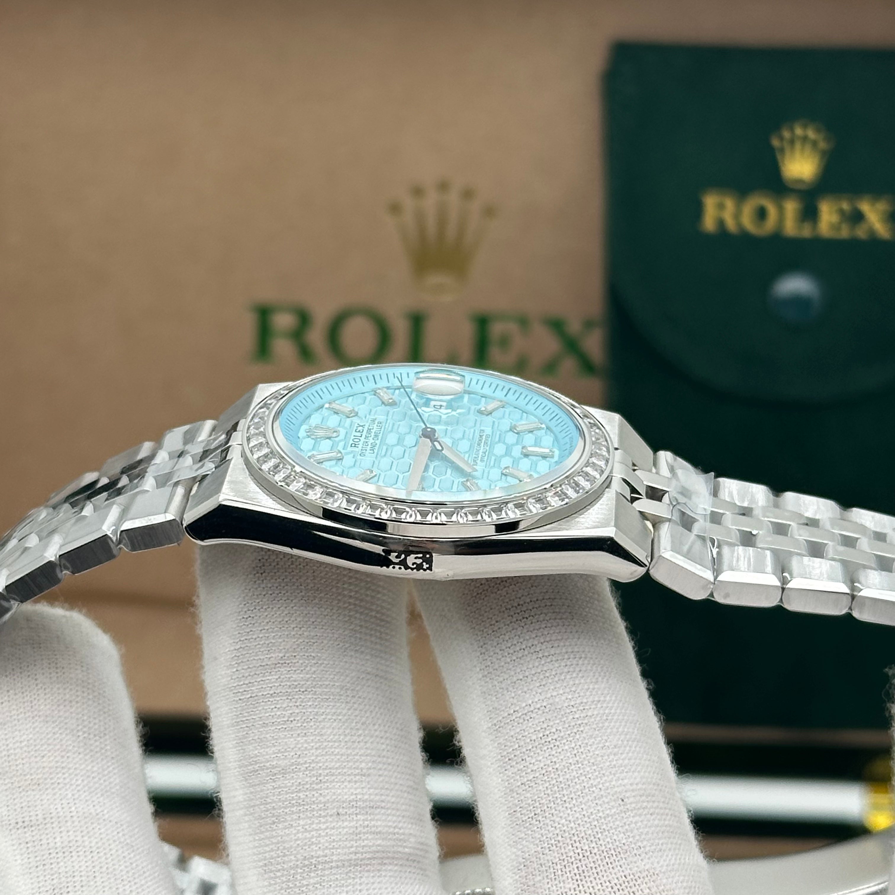 Rolex Oyster Perpetual 40MM Land-Dweller Ice Blue Dial with Diamond Bezel – Jubilee Bracelet