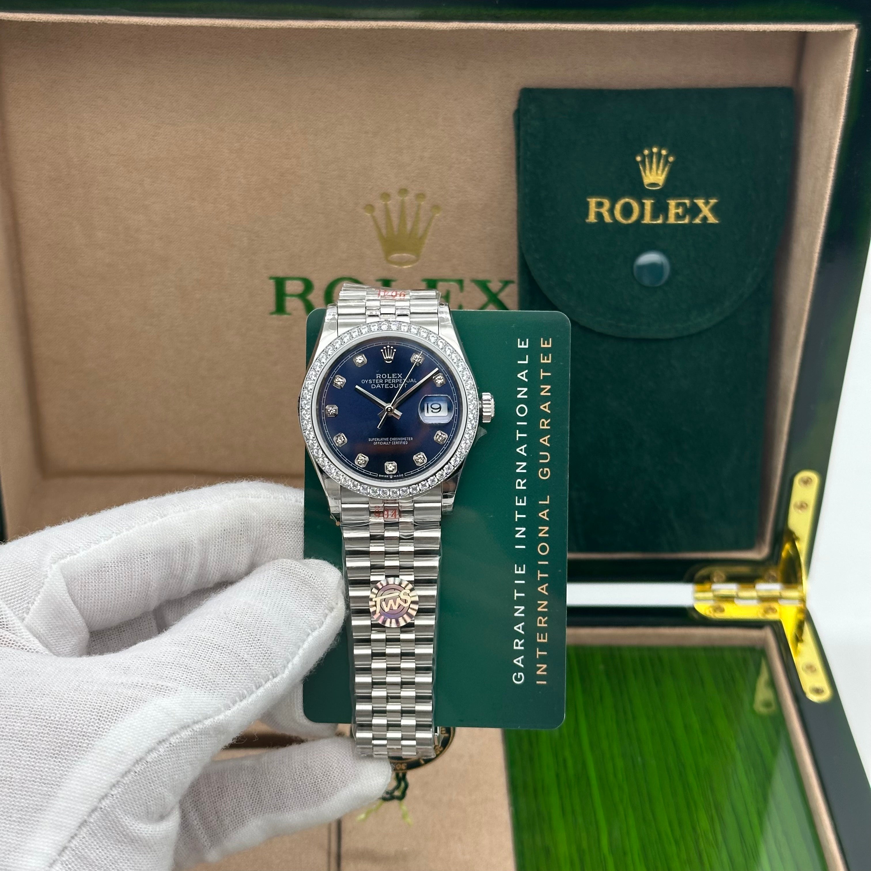 Rolex Datejust 36mm Blue Diamond Dial with Diamond Bezel – Jubilee Bracelet