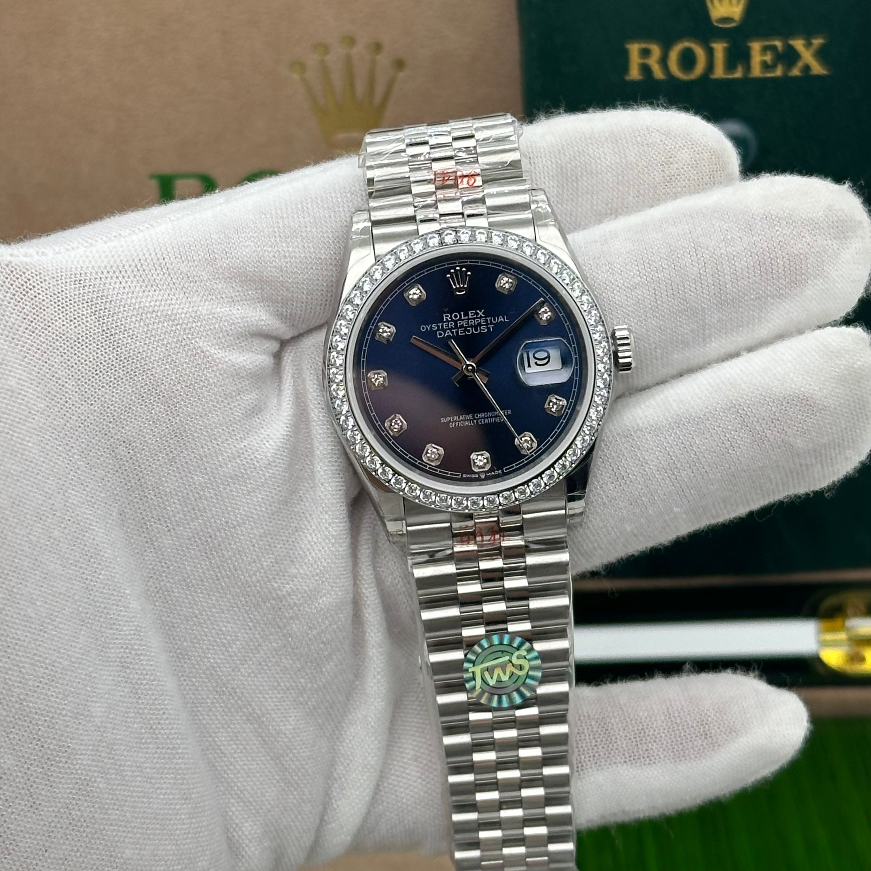 Rolex Datejust 36mm Blue Diamond Dial with Diamond Bezel – Jubilee Bracelet