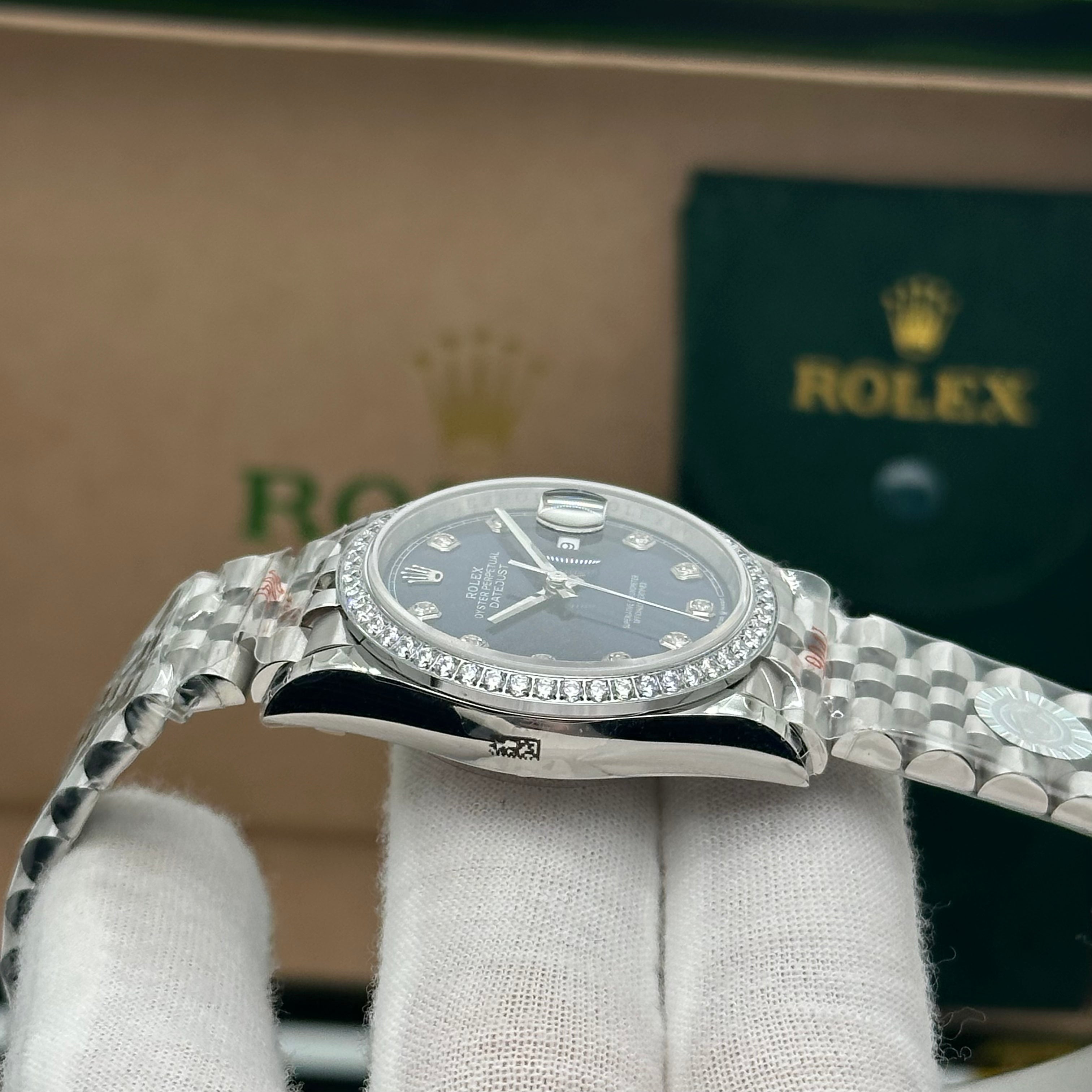 Rolex Datejust 36mm Blue Diamond Dial with Diamond Bezel – Jubilee Bracelet
