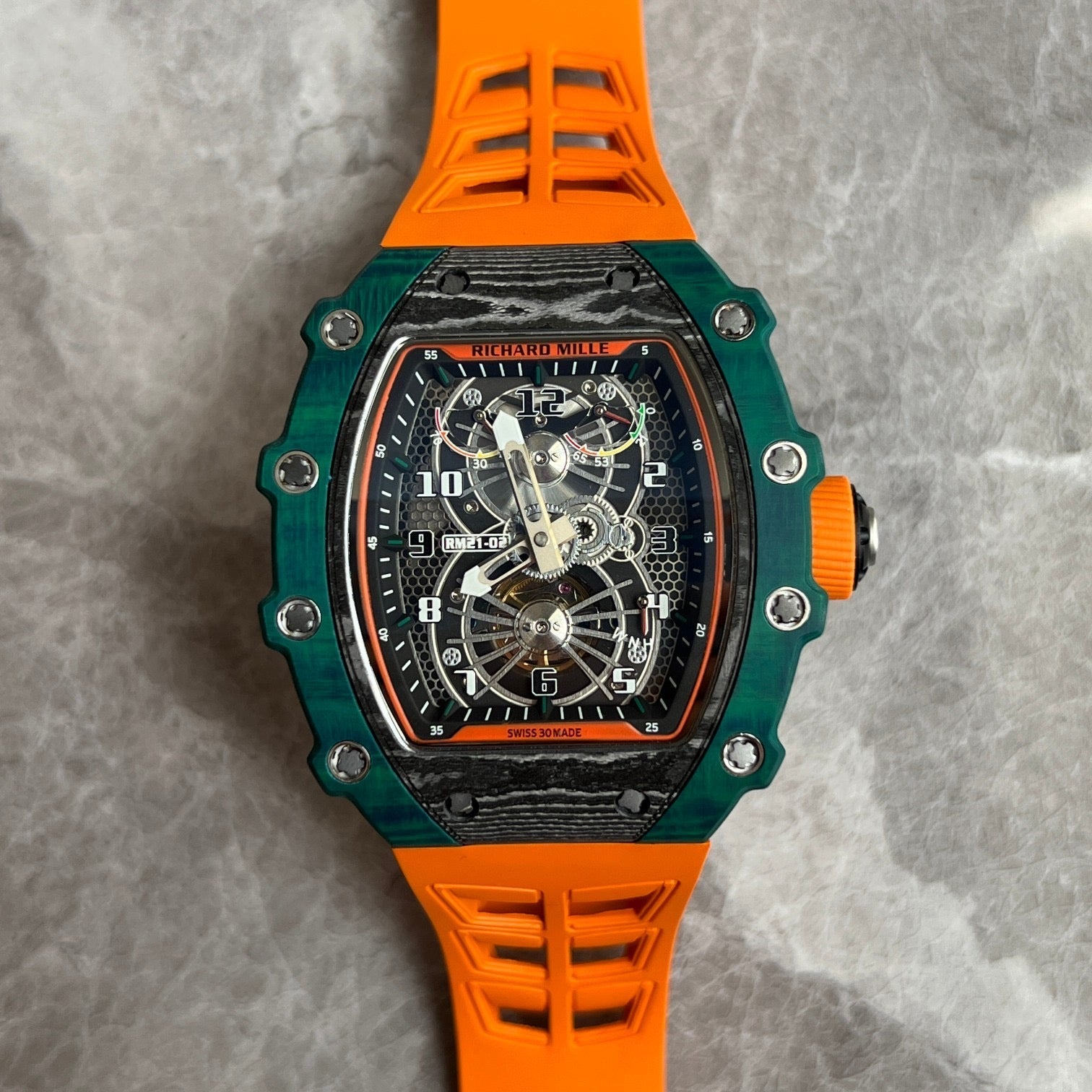 Richard Mille RM 21-02 Automatic Flyback Chronograph – Carbon TPT® & Green Quartz TPT®